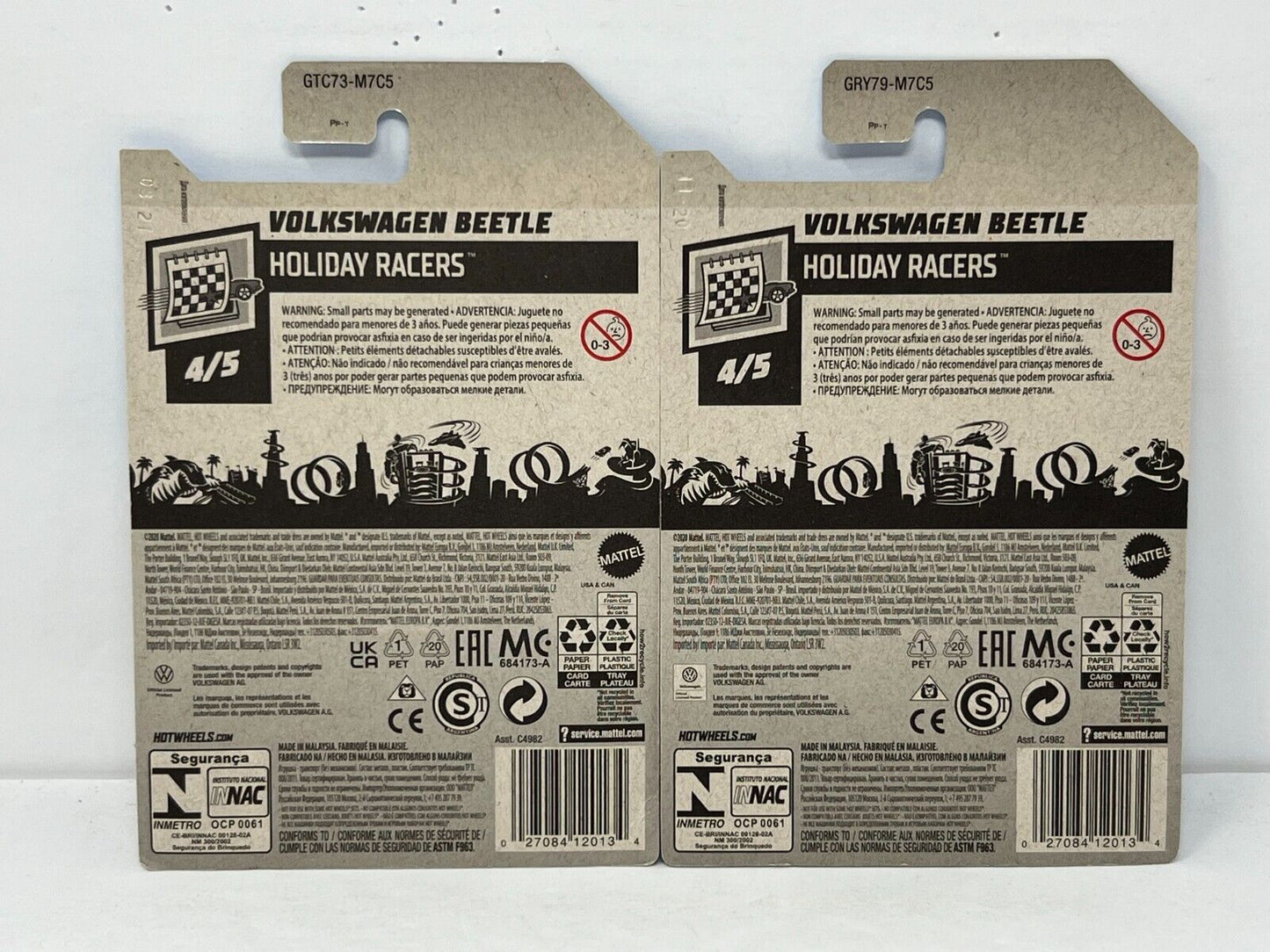 Hot Wheels Holiday Racers Volkswagen Beetle European Car 1:64 Diecast Lot of 2