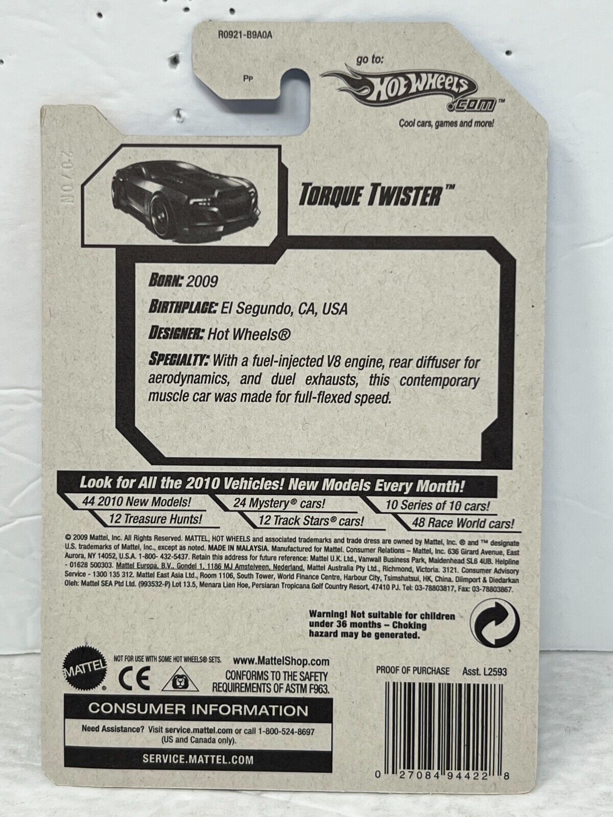 Hot Wheels 2010 New Models Torque Twister Fantasy Cars 1:64 Diecast Factory Sealed