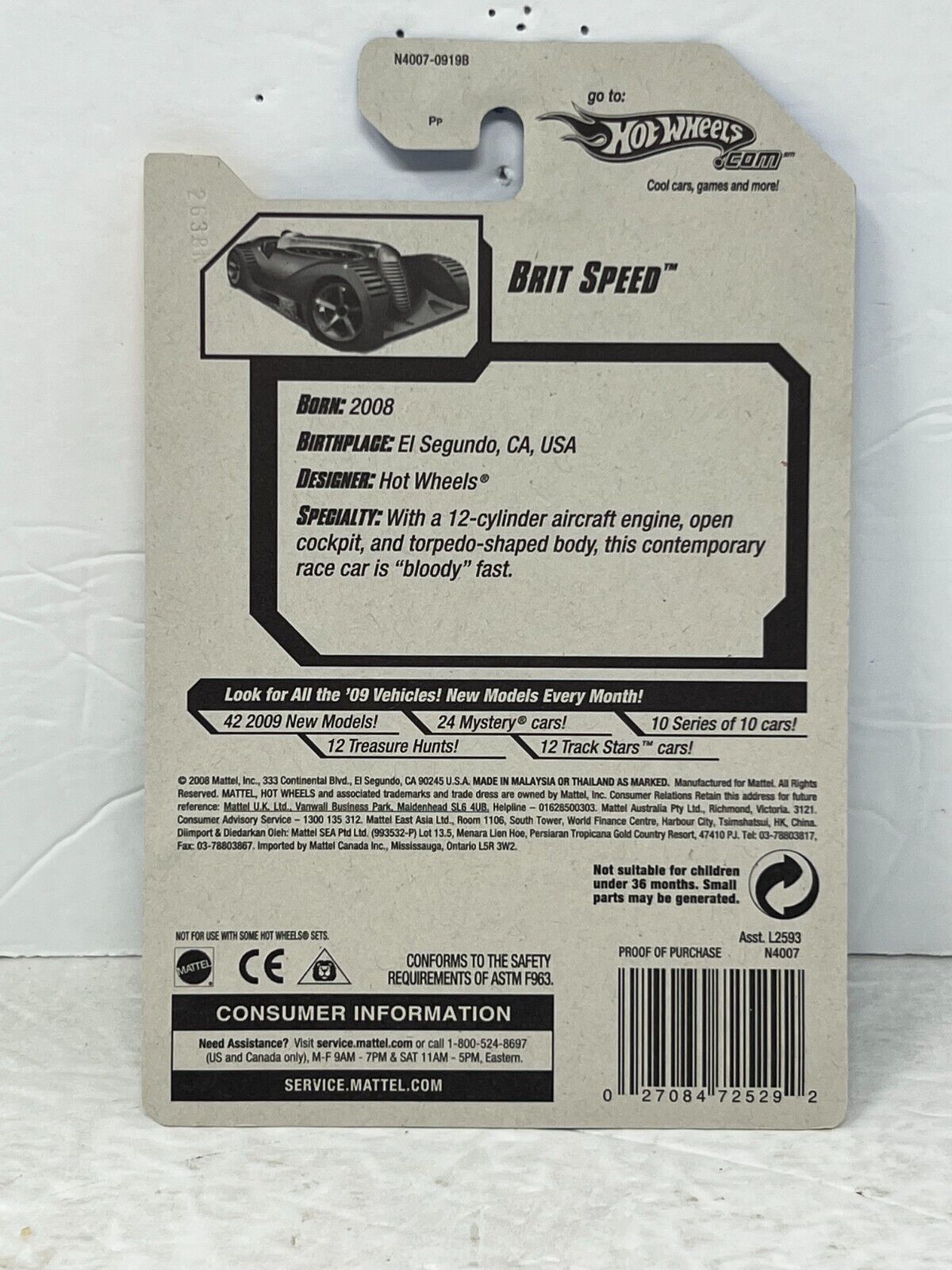 Hot Wheels 2009 New Models Brit Speed Fantasy Cars 1:64 Diecast Factory Sealed