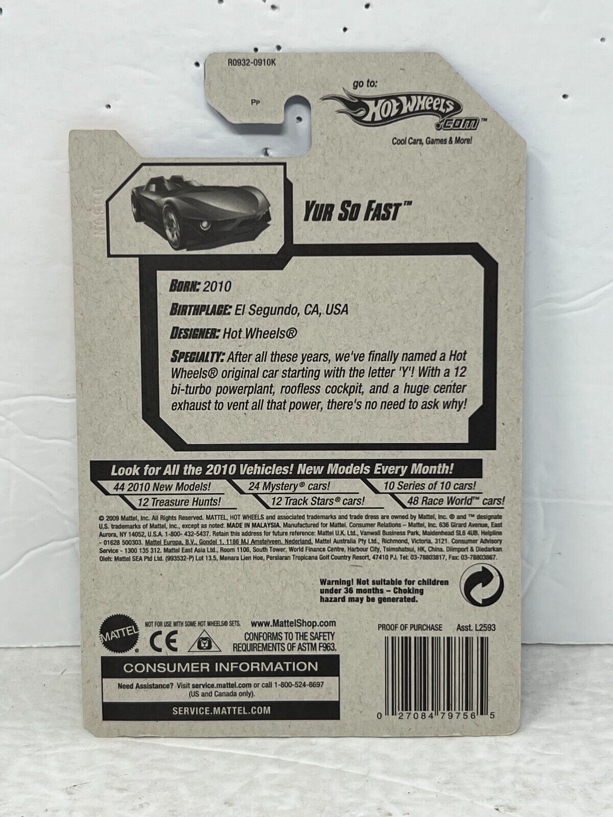 Hot Wheels 2010 New Models Yur So Fast Fantasy Cars 1:64 Diecast Factory Sealed