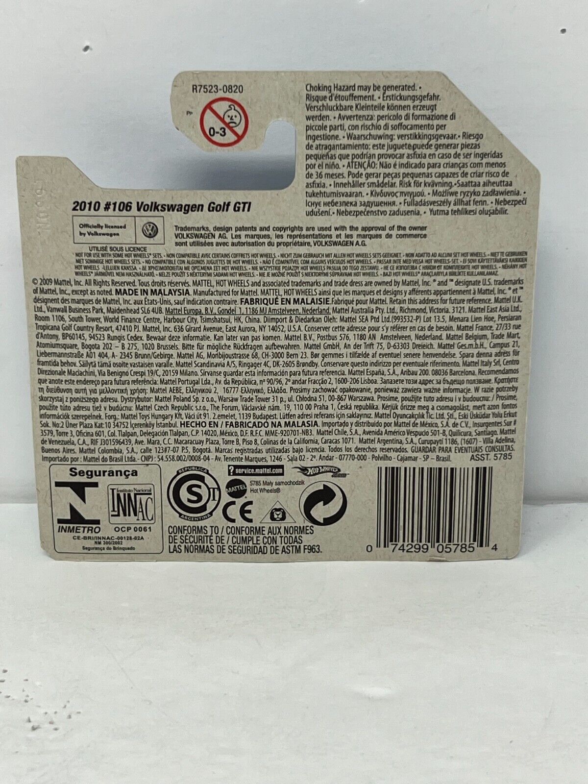 Hot Wheels Nightburnerz Volkswagen Golf GTI European Car 1:64 Diecast Short Card