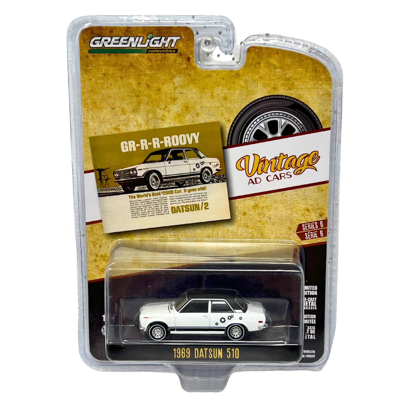 Greenlight Vintage Ad Cars 1969 Datsun 510 1:64 Diecast