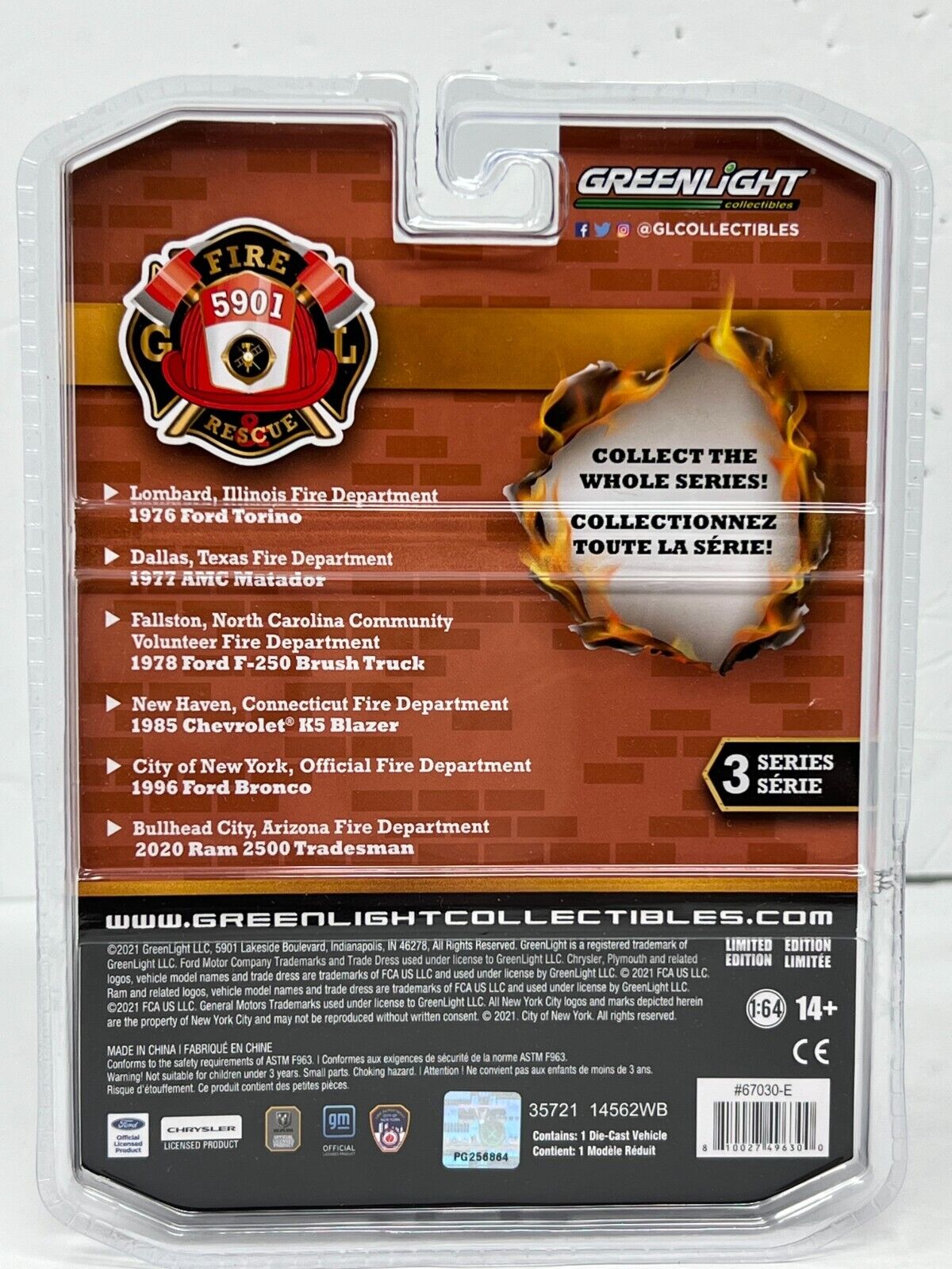 Greenlight Fire & Rescue 1996 Ford Bronco 1:64 Diecast