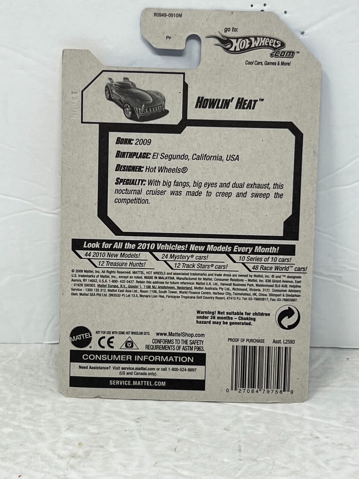 Hot Wheels 2010 New Models Howlin' Heat Fantasy Cars 1:64 Diecast Factory Sealed