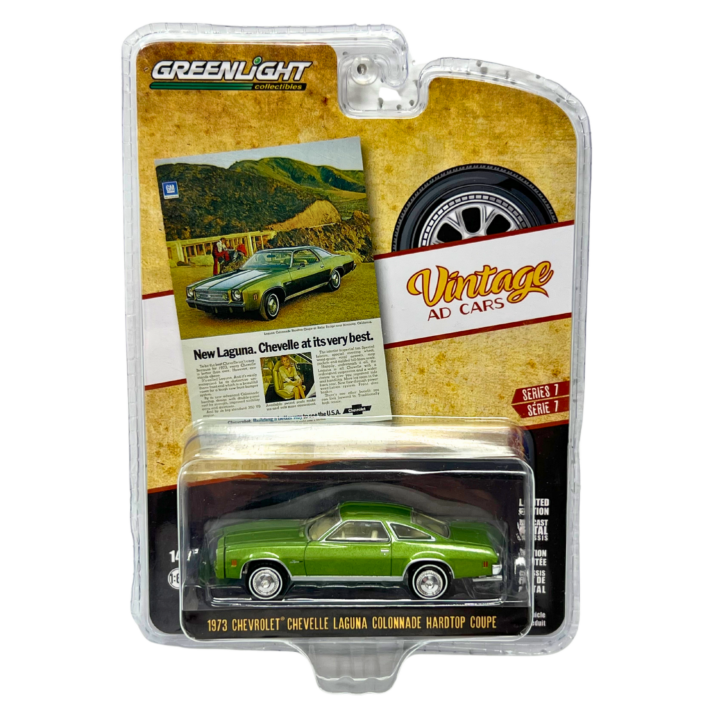 Greenlight Vintage Ad Cars 1973 Chevy Chevelle Laguna Hardtop Coupe 1:64 Diecast