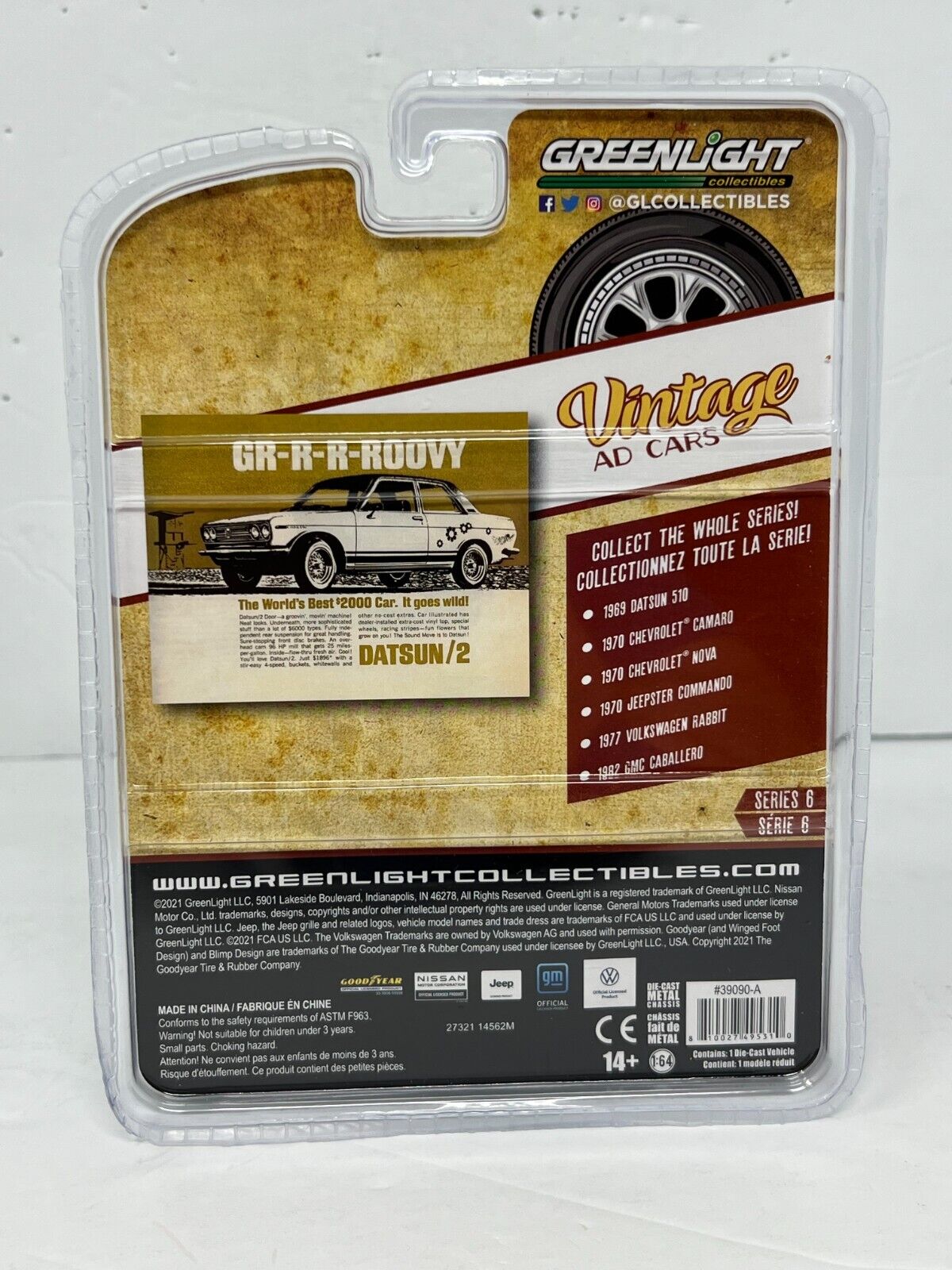 Greenlight Vintage Ad Cars 1969 Datsun 510 1:64 Diecast