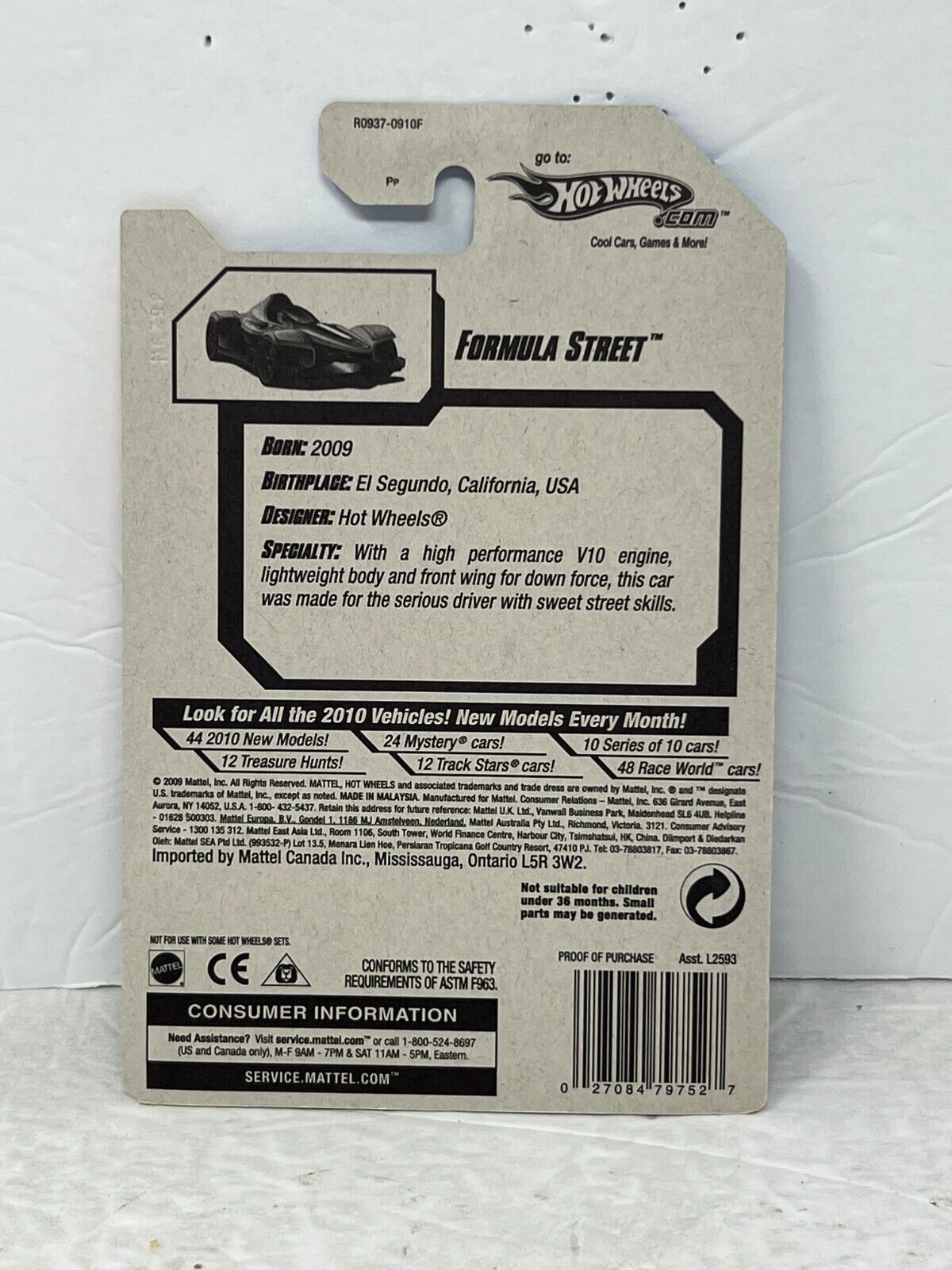 Hot Wheels 2010 New Models Formula Street Fantasy Cars 1:64 Diecast Factory Sealed