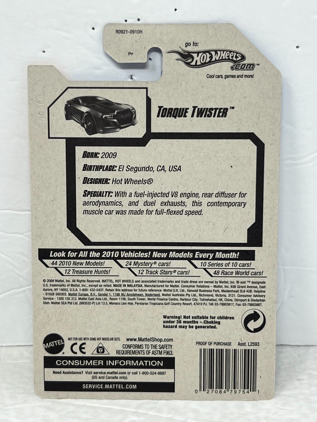 Hot Wheels 2010 New Models Torque Twister Fantasy Cars 1:64 Diecast Factory Sealed