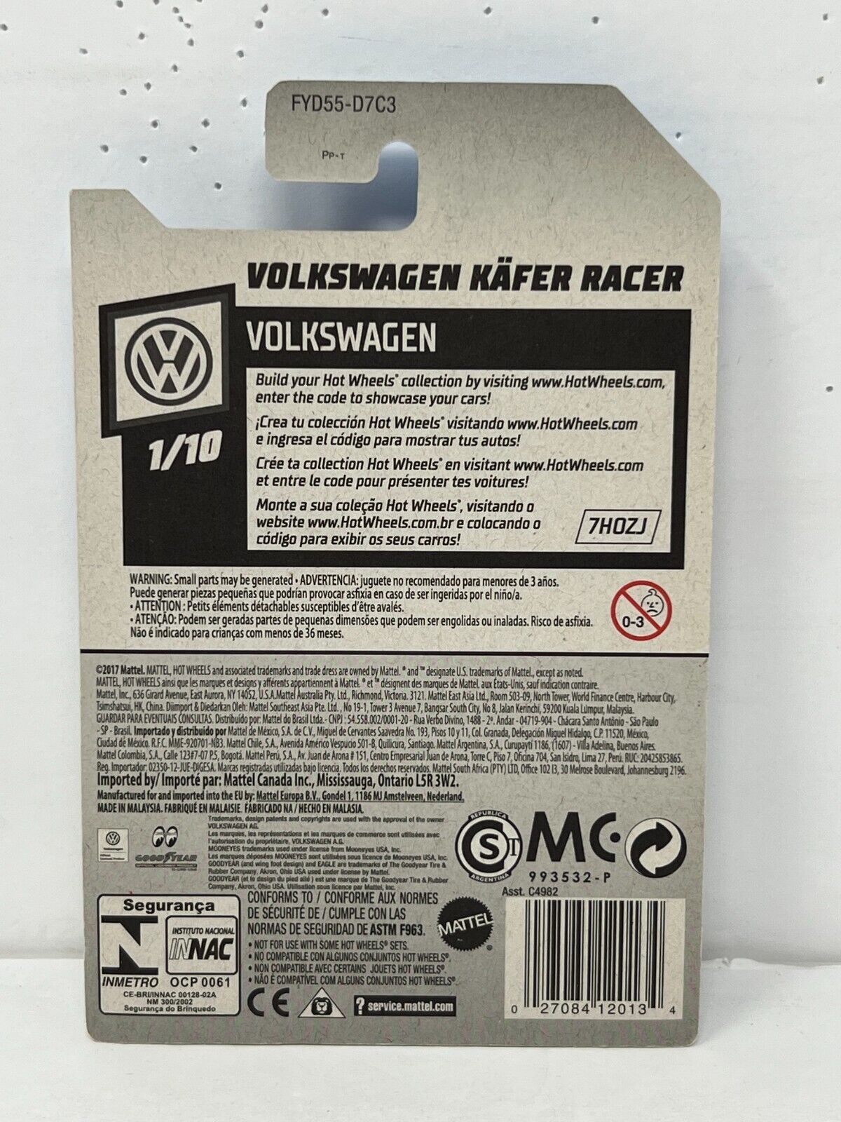 Hot Wheels Volkswagen Moon Eyes Kafer Racer European Car 1:64 Diecast