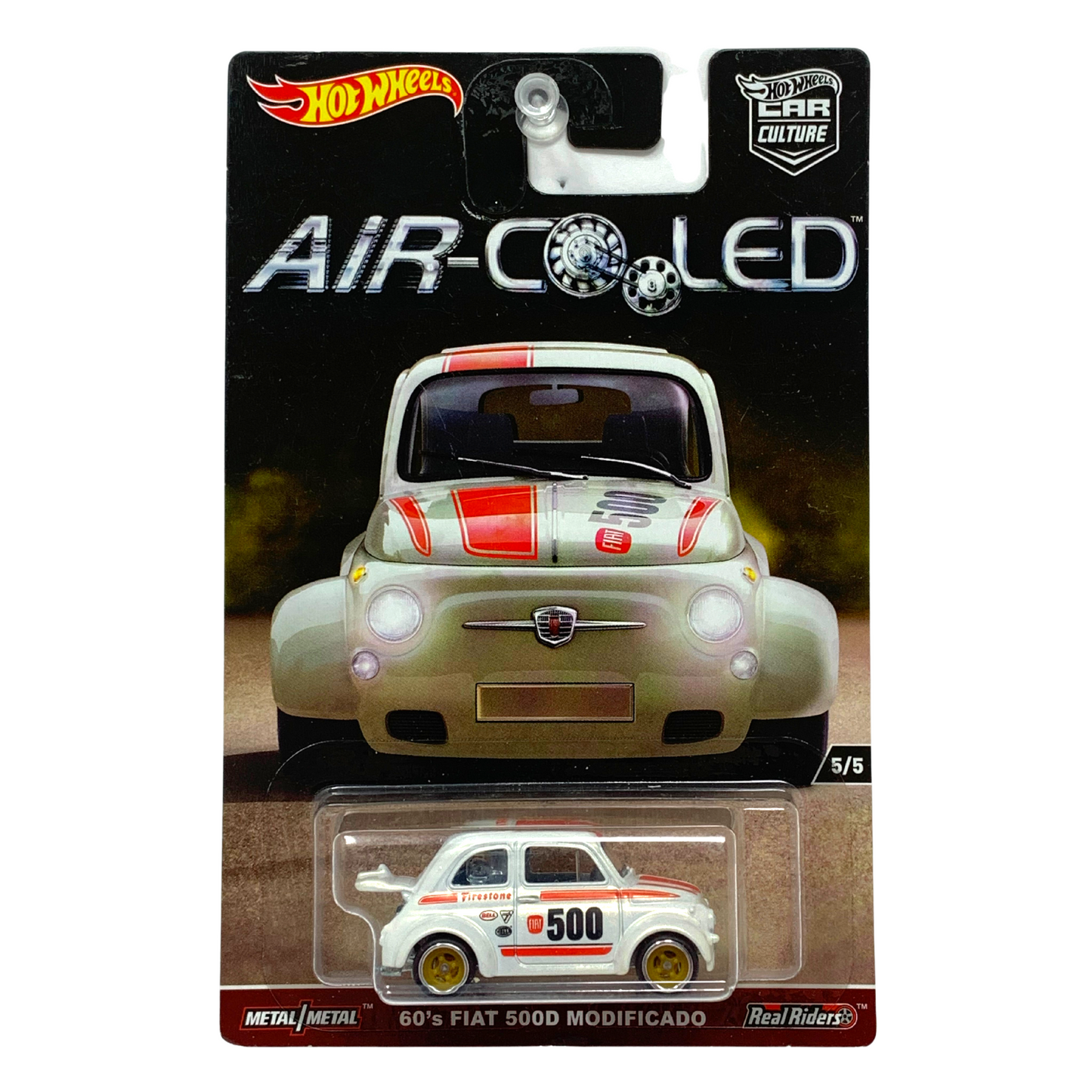 Hot Wheels Air-Cooled 60's Fiat 500D Modificado Real Riders European Car 1:64 Diecast