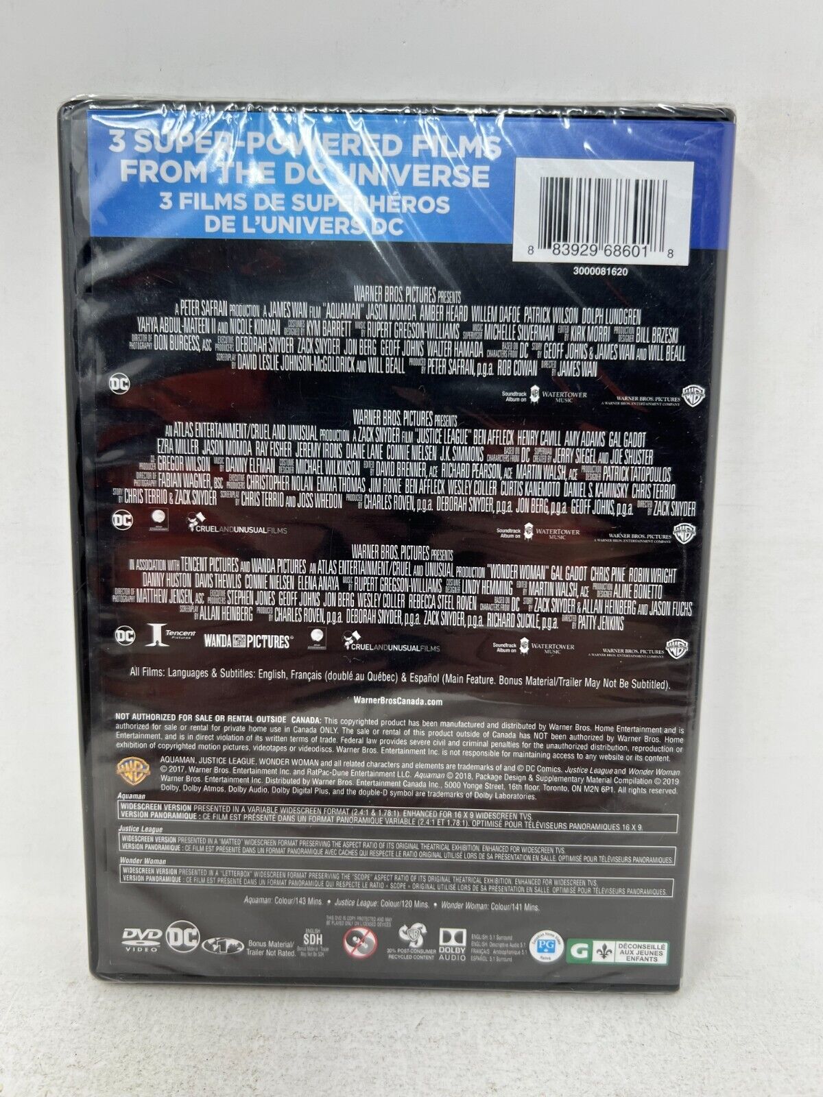 Justice League & Aqua Man & Wonder Woman (DVD) DC Collection Good Condition!!!