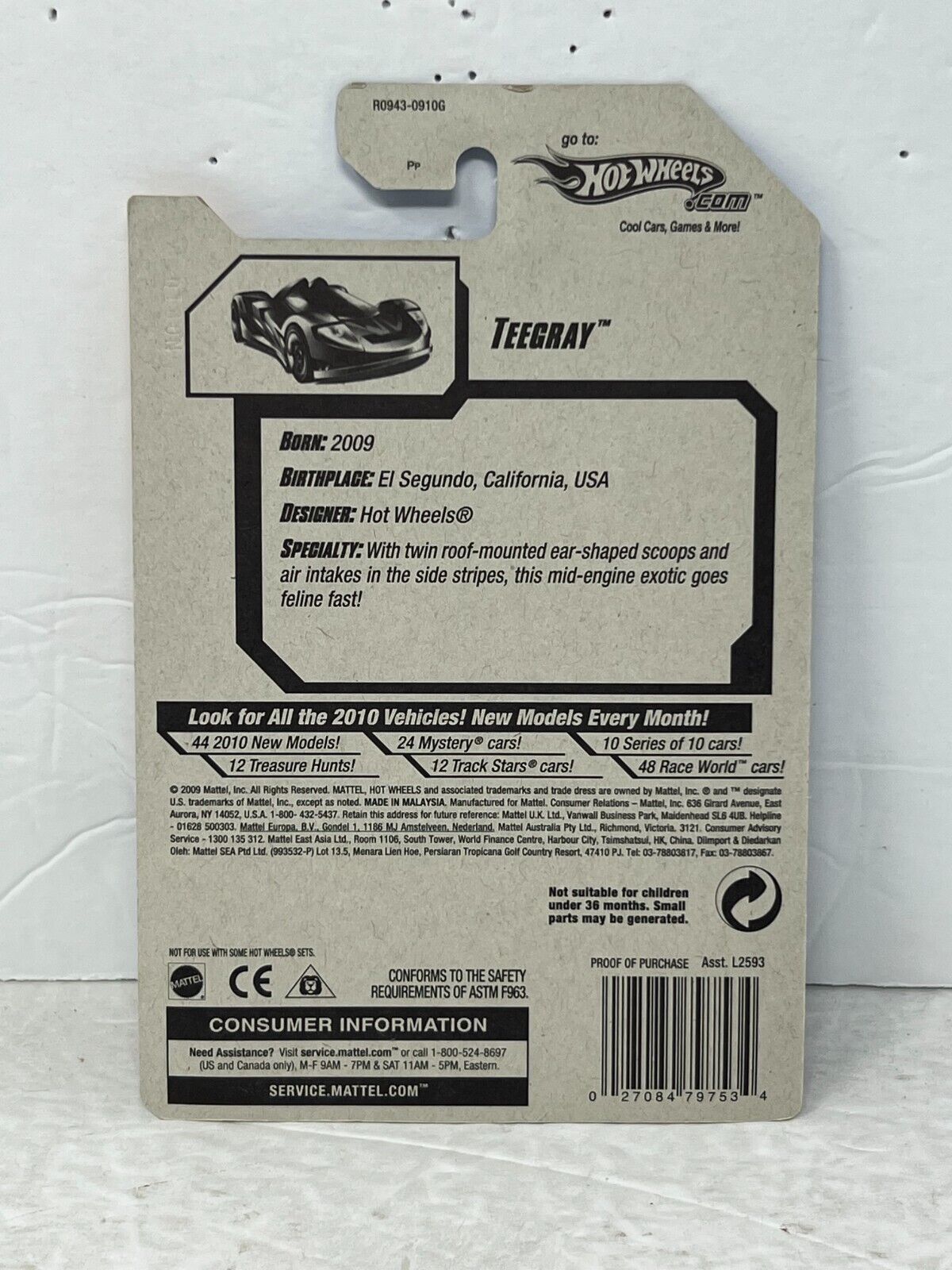 Hot Wheels 2010 New Models Teegray Fantasy Cars 1:64 Diecast Factory Sealed