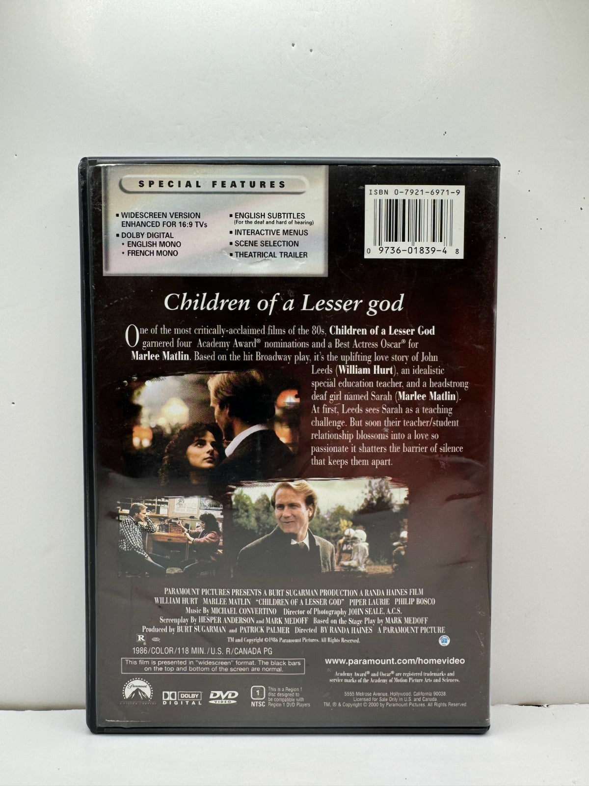 Children of a Lesser God (DVD) Marlee Matlin Drama