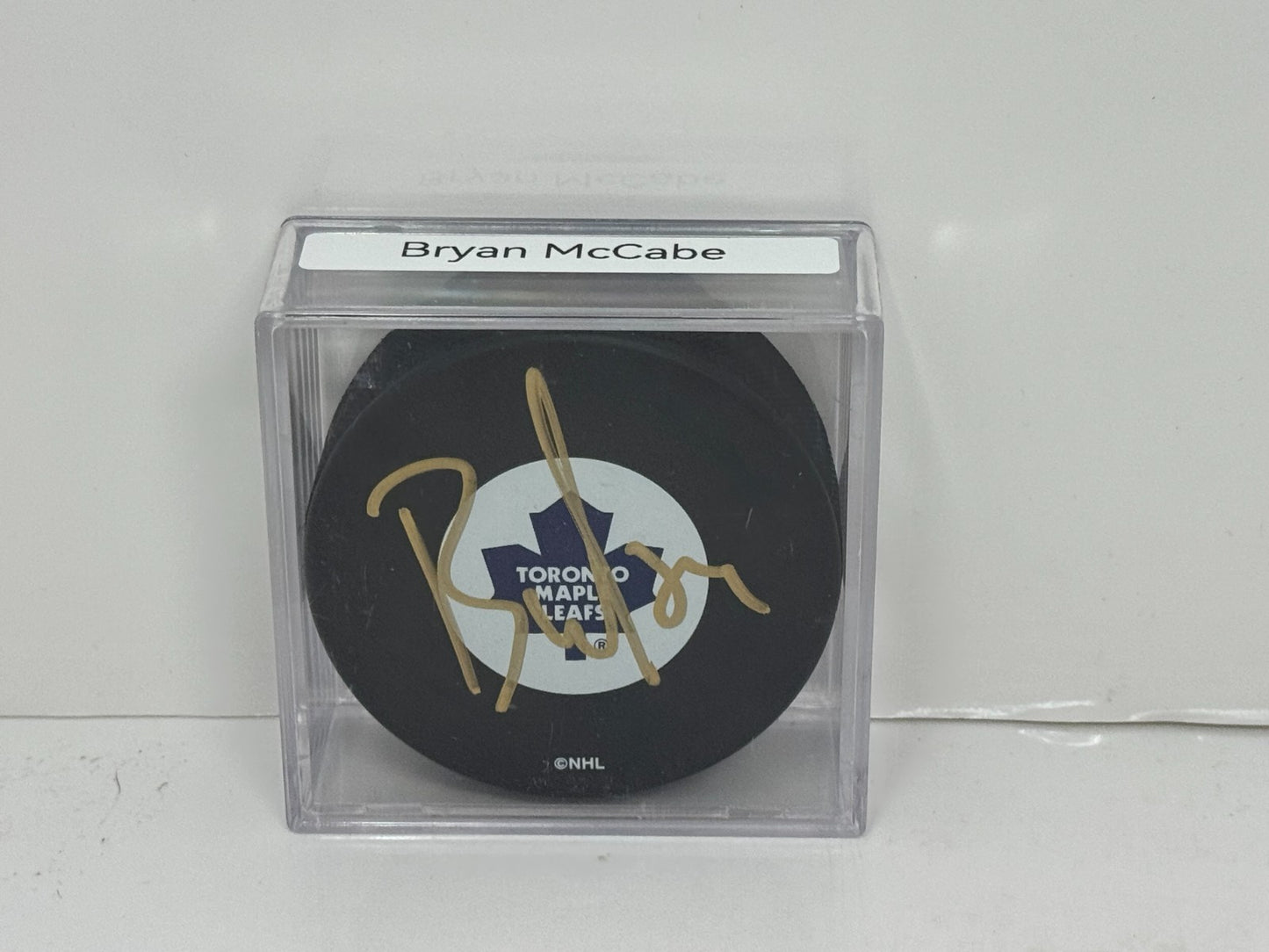 Bryan McCabe Toronto Maple Leafs Signed NHL Autograph Puck Gold Auto