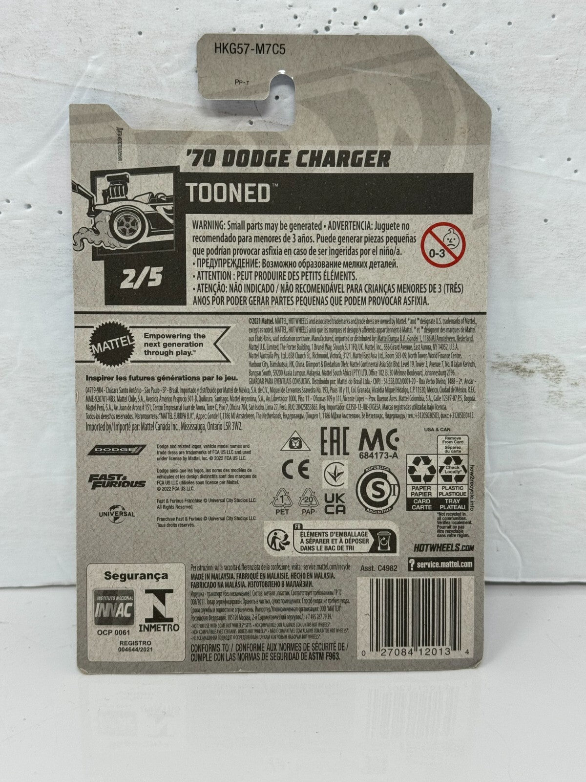 Hot Wheels Tooned 1970 Dodge Charger Fast & Furious Muscle Car 1:64 Diecast