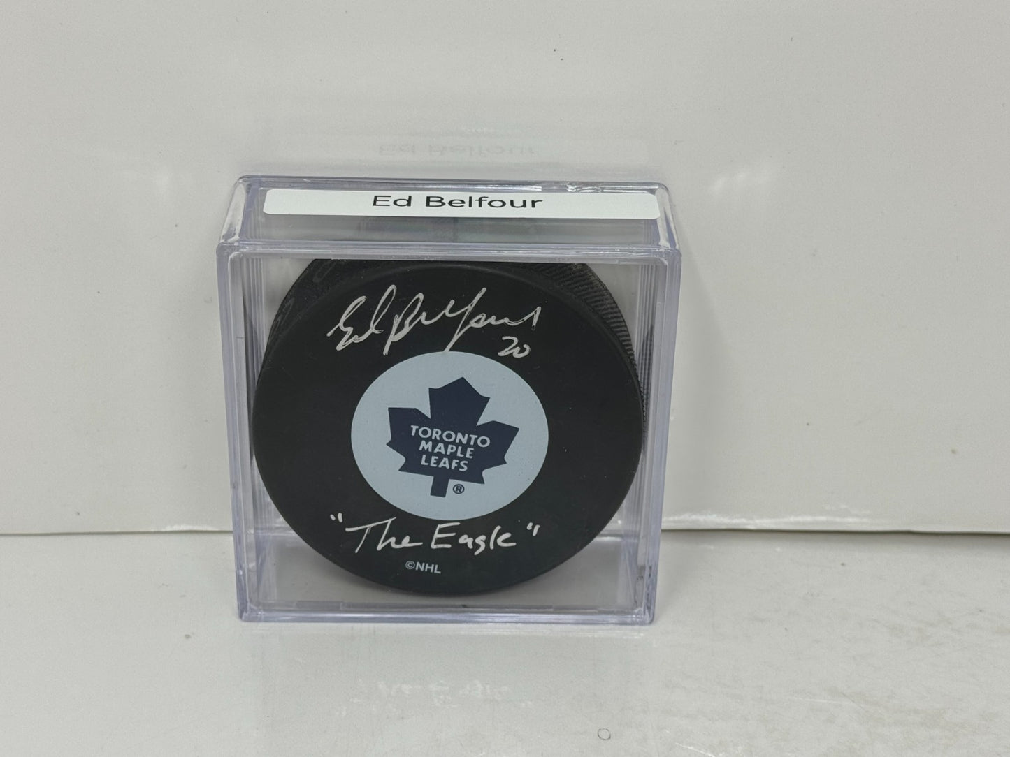 Ed Belfour Toronto Maple Leafs Signed NHL Autograph Puck Silver Auto
