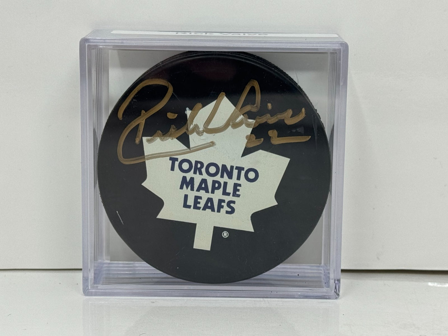 Rick Vaive Toronto Maple Leafs Signed NHL Autograph Puck Gold Auto COA Universal