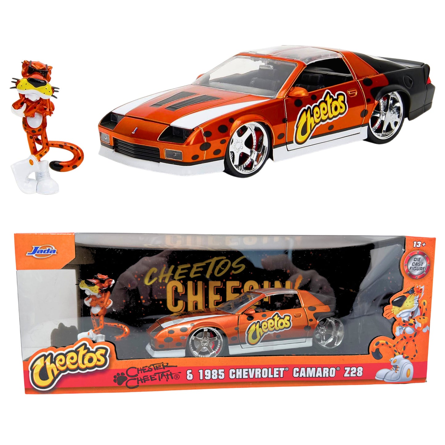Jada Cheetos 1985 Chevy Camaro Z28 IROC 1:24 Diecast with Chester Cheetah Figure