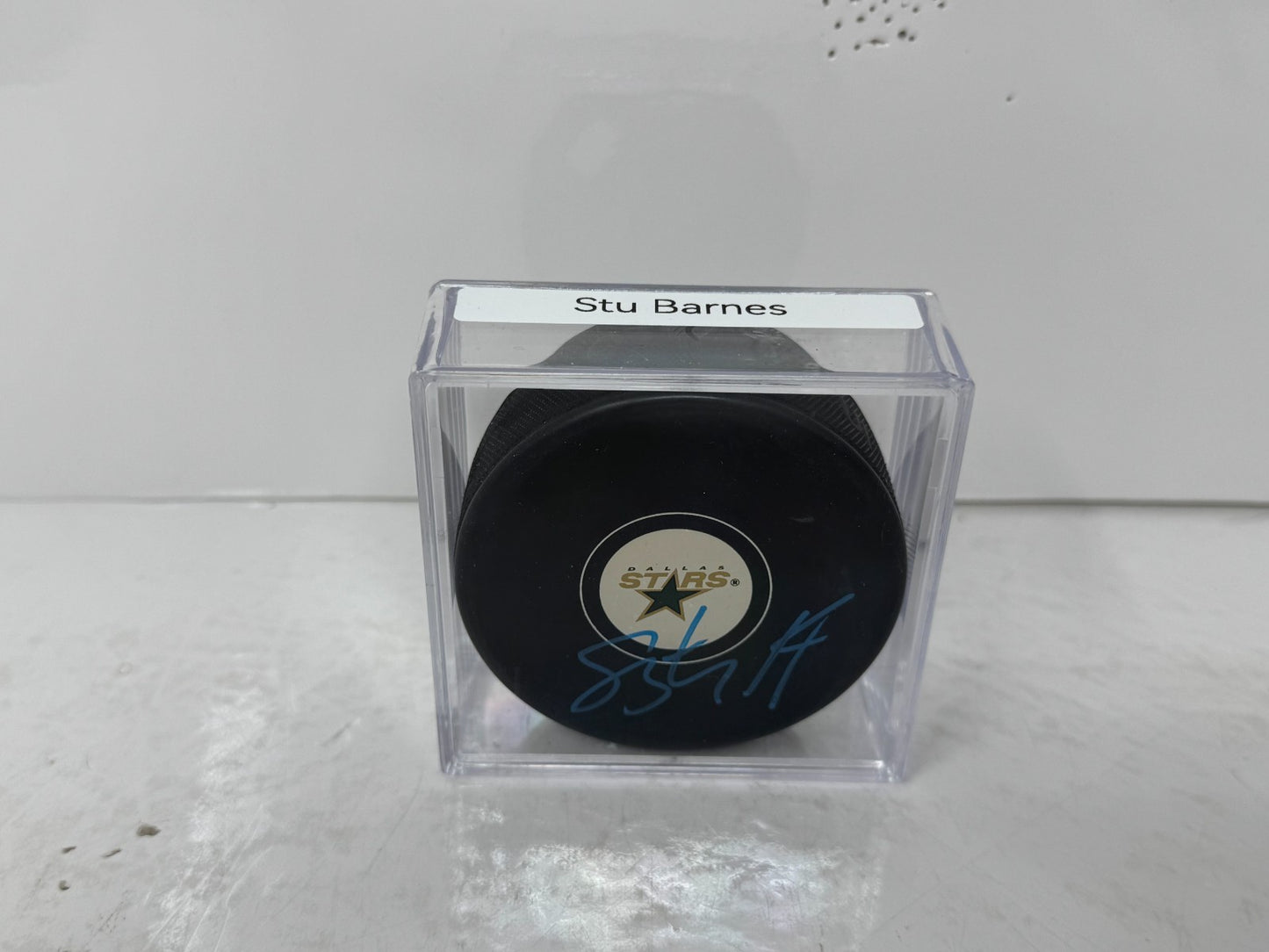 Stu Barnes Dallas Stars Signed NHL Autograph Puck Blue Auto