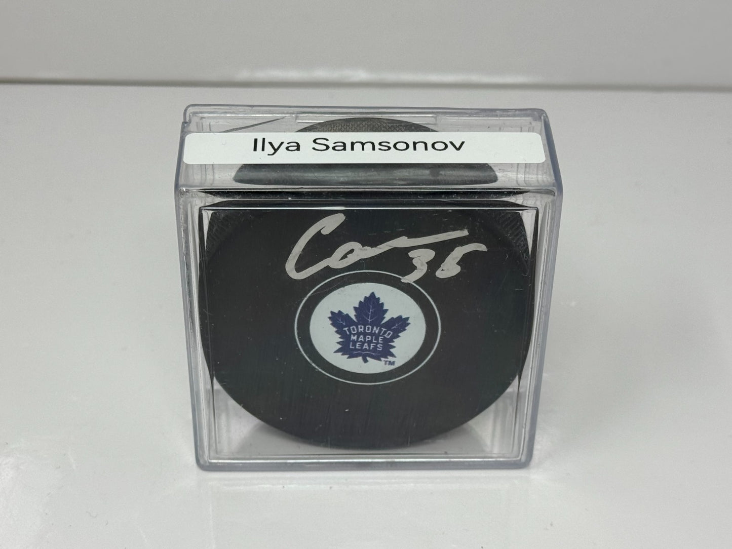 Ilya Samsonov Toronto Maple Leafs Signed NHL Autograph Puck Silver Auto