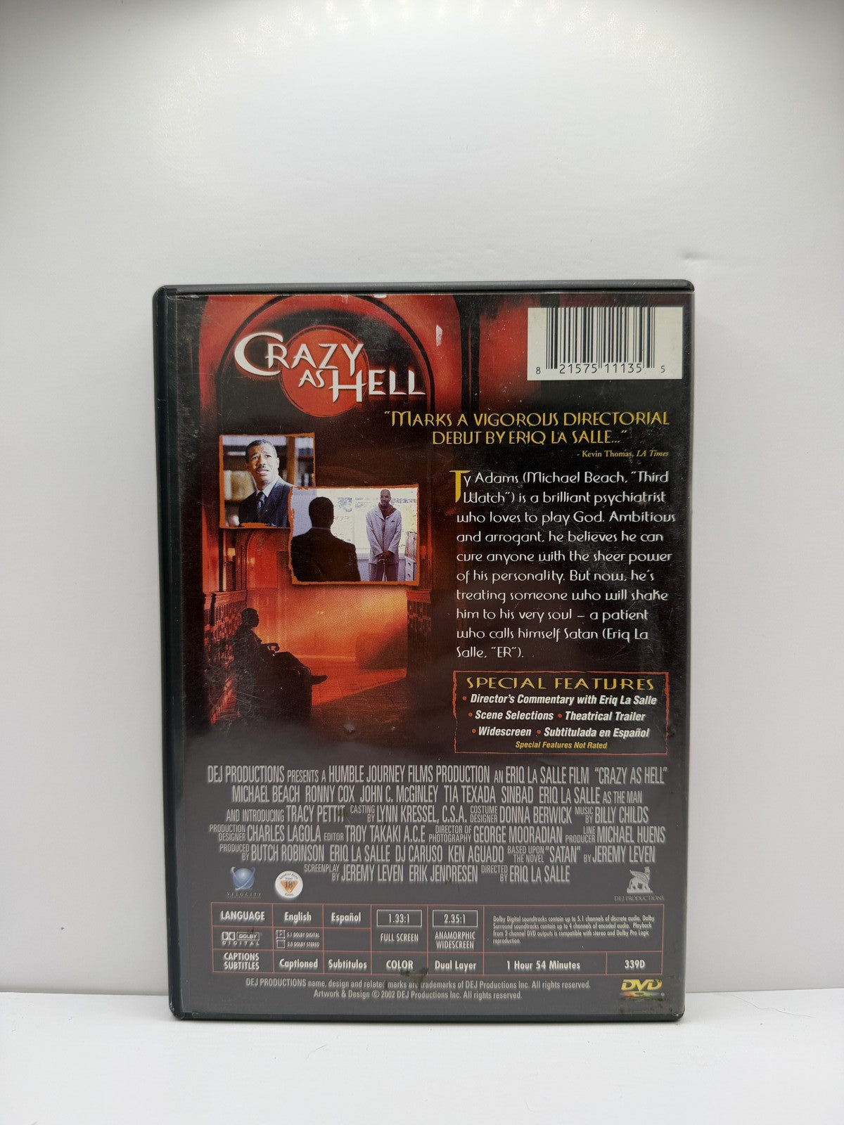 Crazy as Hell (DVD) Eriq La Salle Thriller