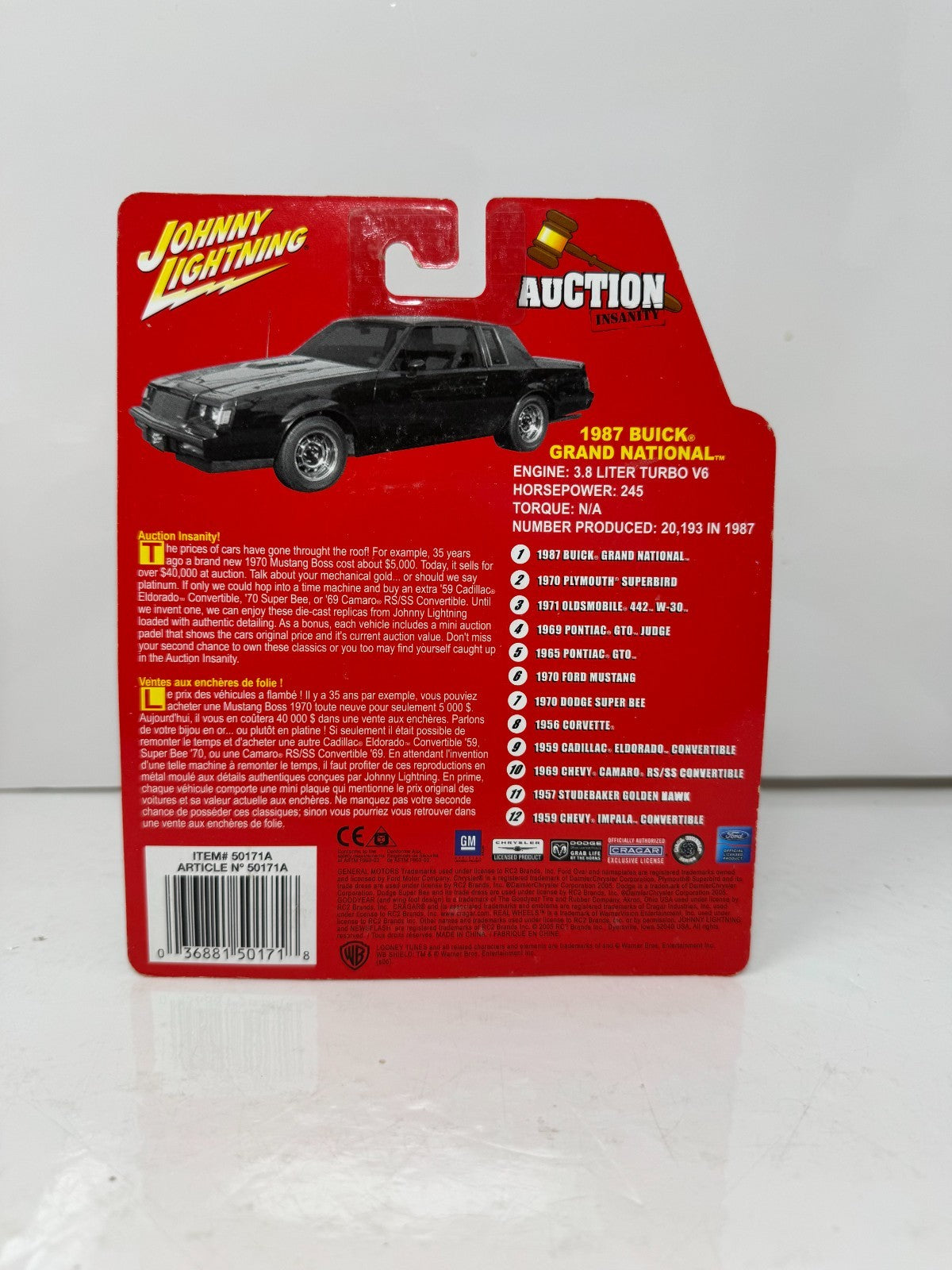 Johnny Lightning Auction Insanity 1987 Buick Grand National 1:64 Diecast