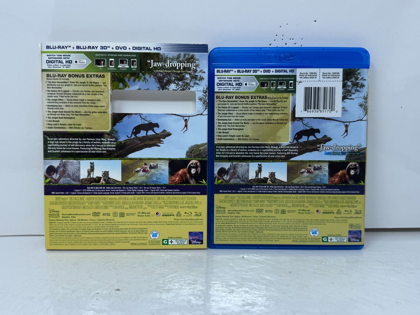 The Jungle Book (3D Blu-ray) Disney Live Action Adventure Family Movie