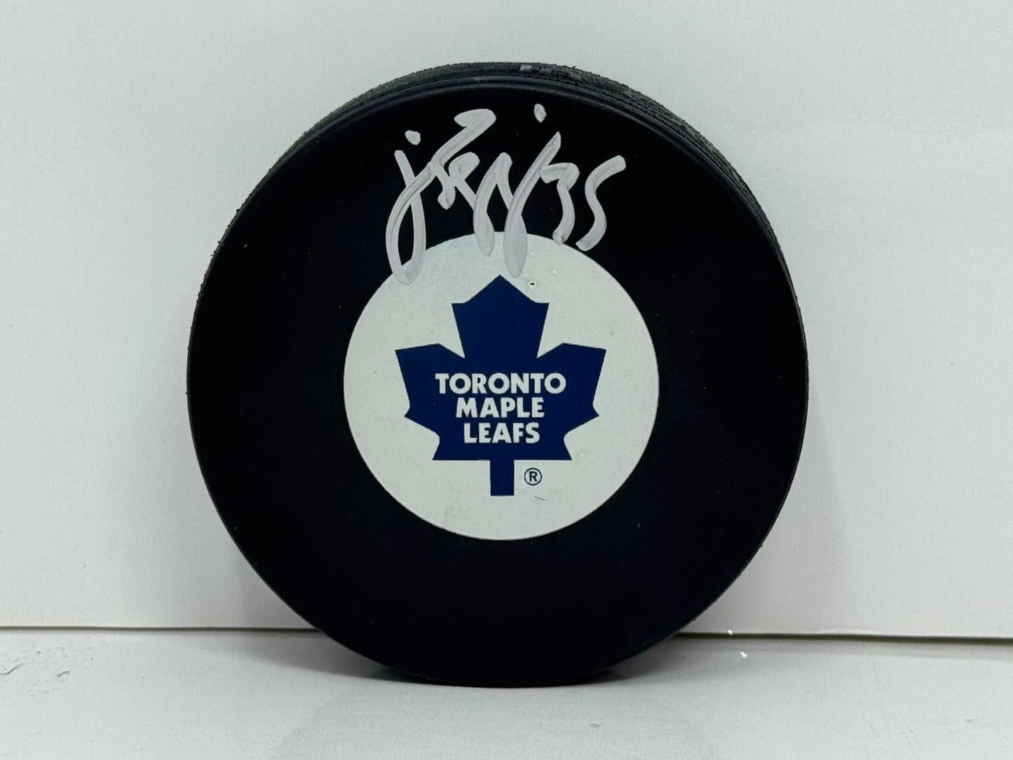 Jean-Sebastien Giguere Toronto Maple Leafs Signed NHL Autograph Puck Silver Auto