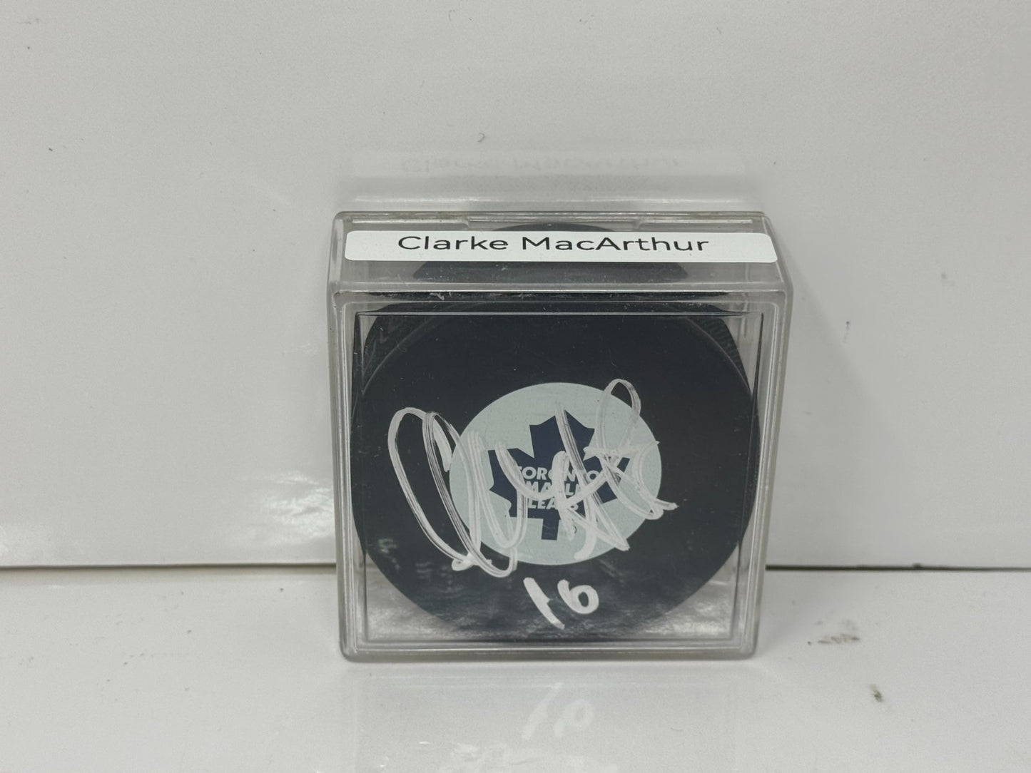 Clarke MacArthur Toronto Maple Leafs Signed NHL Autograph Puck Silver Auto
