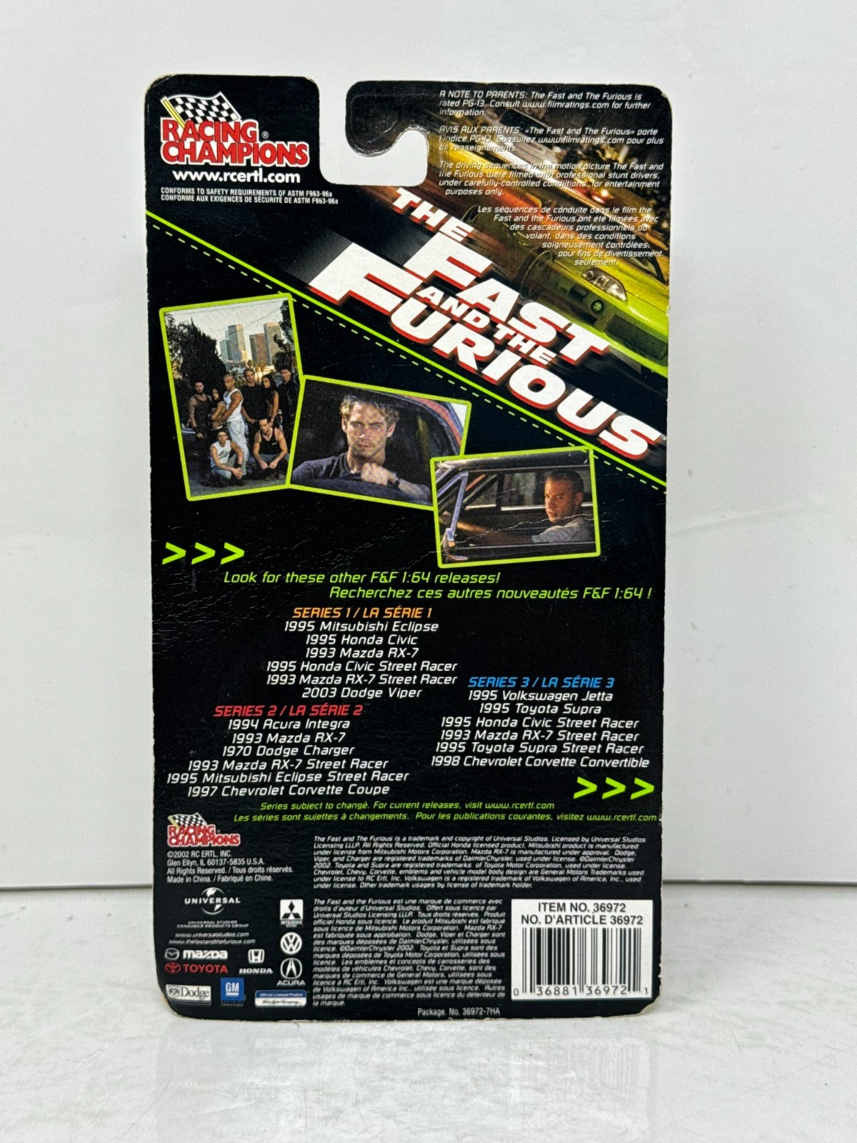 Racing Champions The Fast and the Furious 1993 Mazda RX-7 Series 1 1:64 Diecast