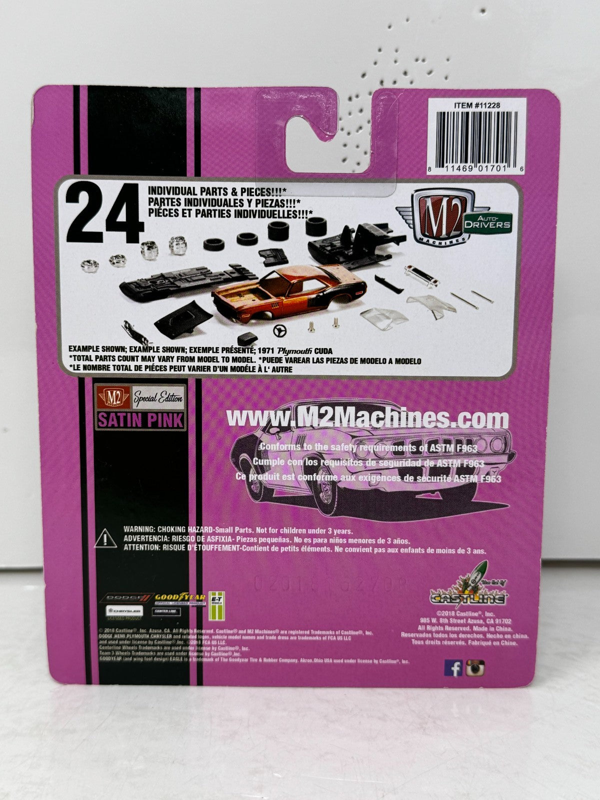 M2 Machines Auto-Drivers 1969 Plymouth Road Runner Satin Pink CHASE 1:64 Diecast