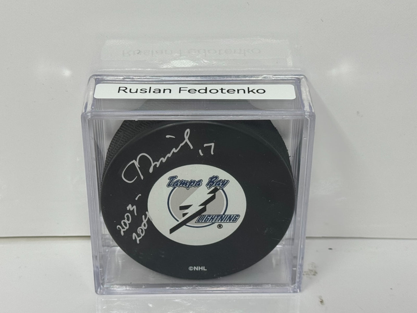 Ruslan Fedotenko Tampa Bay Lightning Signed NHL Autograph Puck Silver Auto