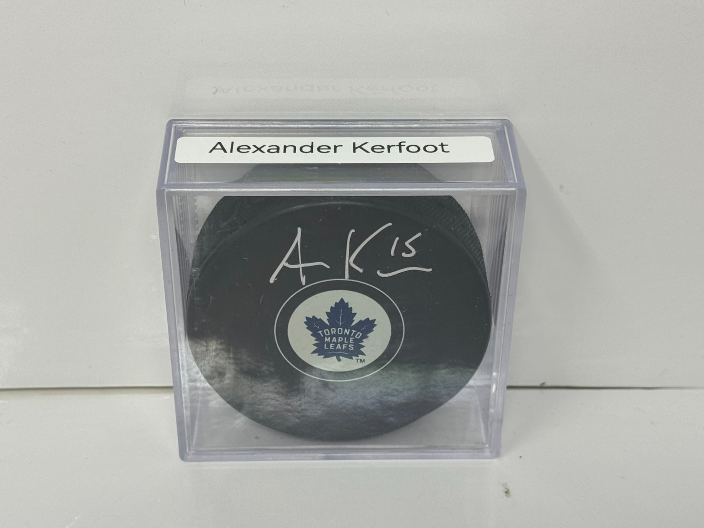 Alexander Kerfoot Toronto Maple Leafs Signed NHL Autograph Puck Silver Auto