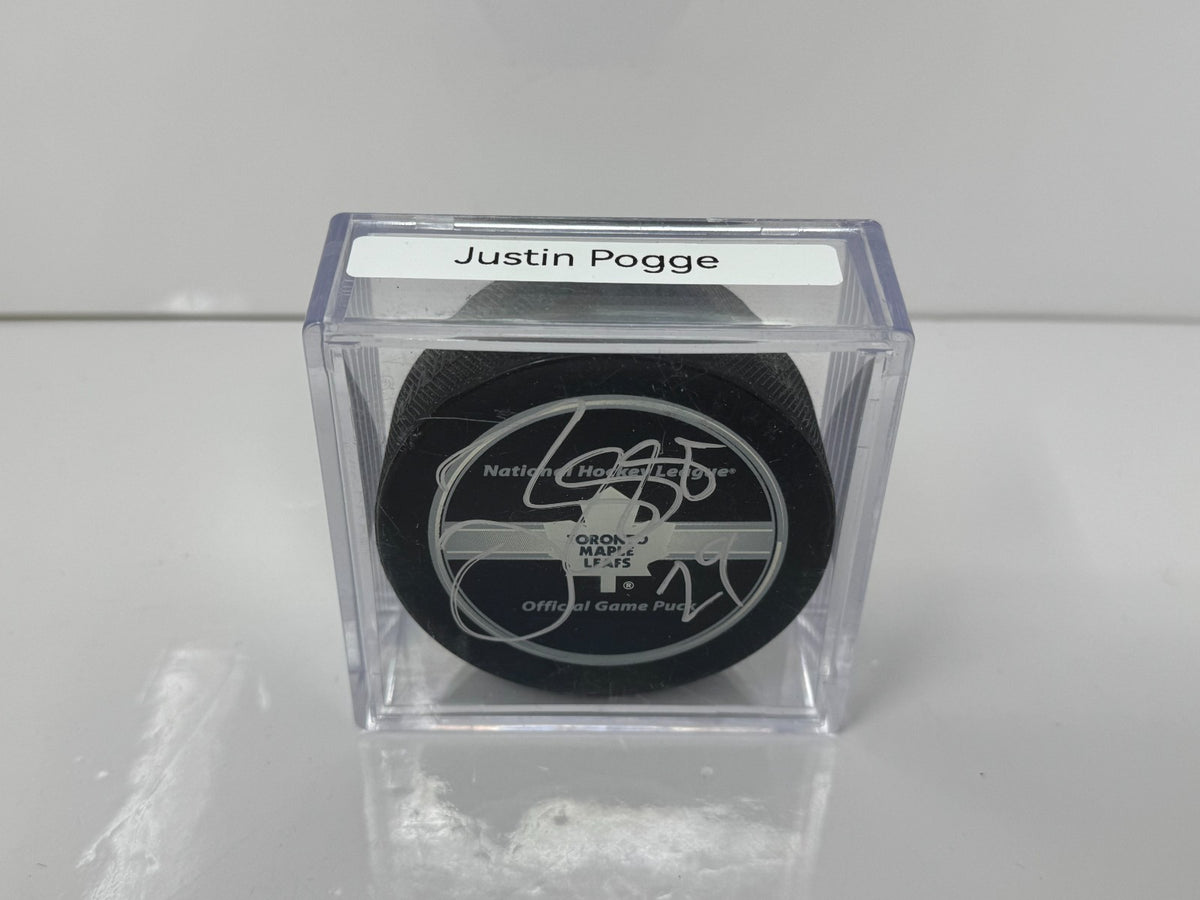 Justin Pogge Toronto Maple Leafs Signed NHL Autograph Puck Silver Auto