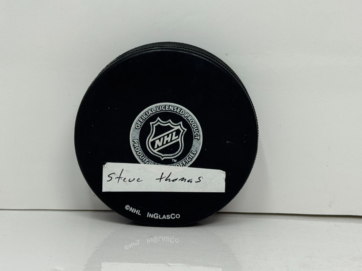 Steve Thomas Toronto Maple Leafs Signed NHL Autograph Puck Silver Auto