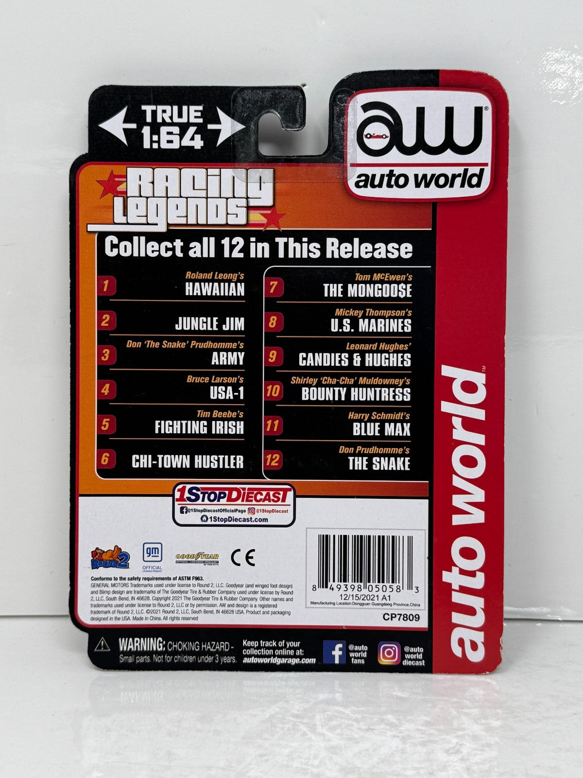 Auto World Racing Legends 1973 Chevrolet C10 Don Prudhomme Snake 1:64 Diecast