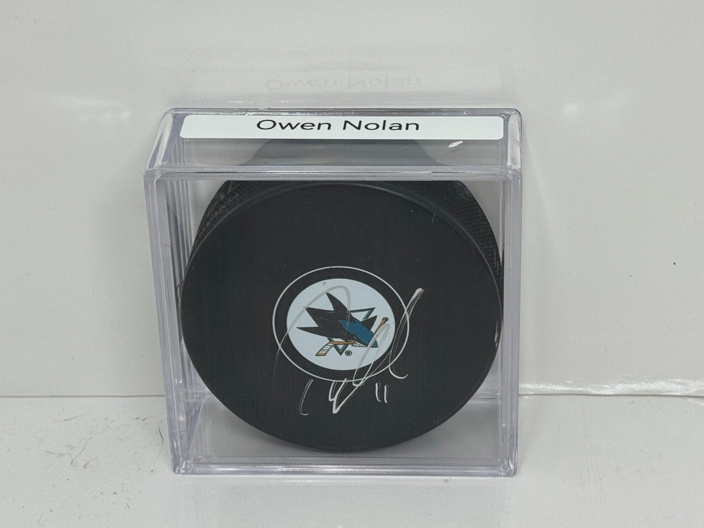 Owen Nolan San Jose Sharks Signed NHL Autograph Puck Silver Auto