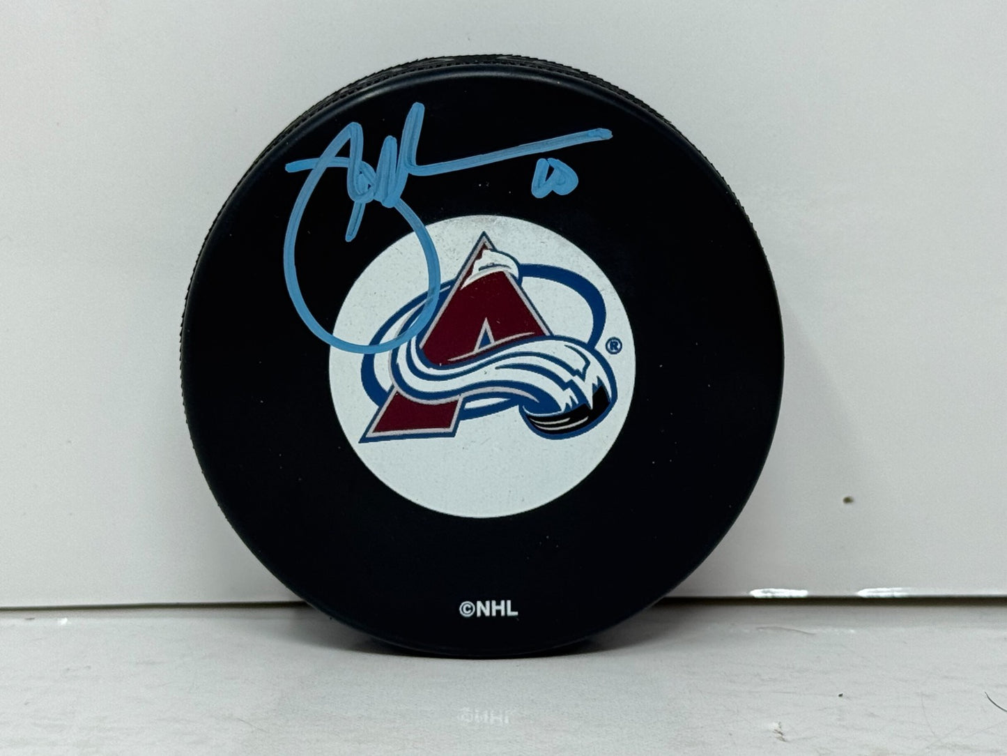 Brad May Colorado Avalanche Signed NHL Autograph Puck Blue Auto