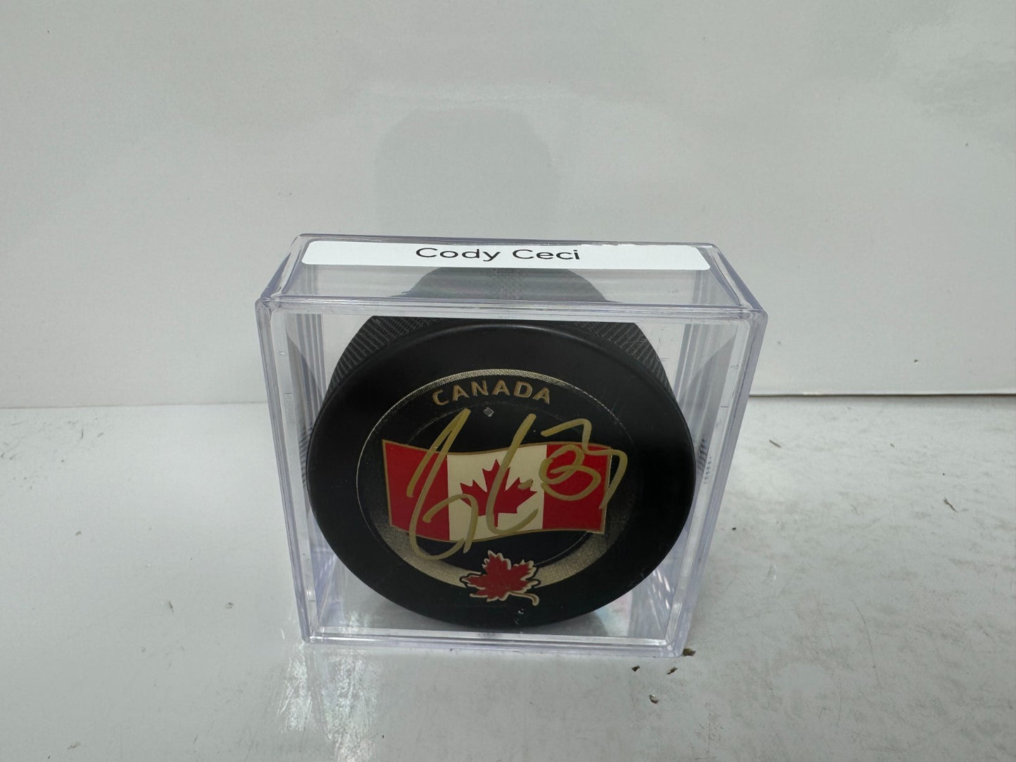 Codi Ceci Team Canada Signed NHL Autograph Puck Gold Auto