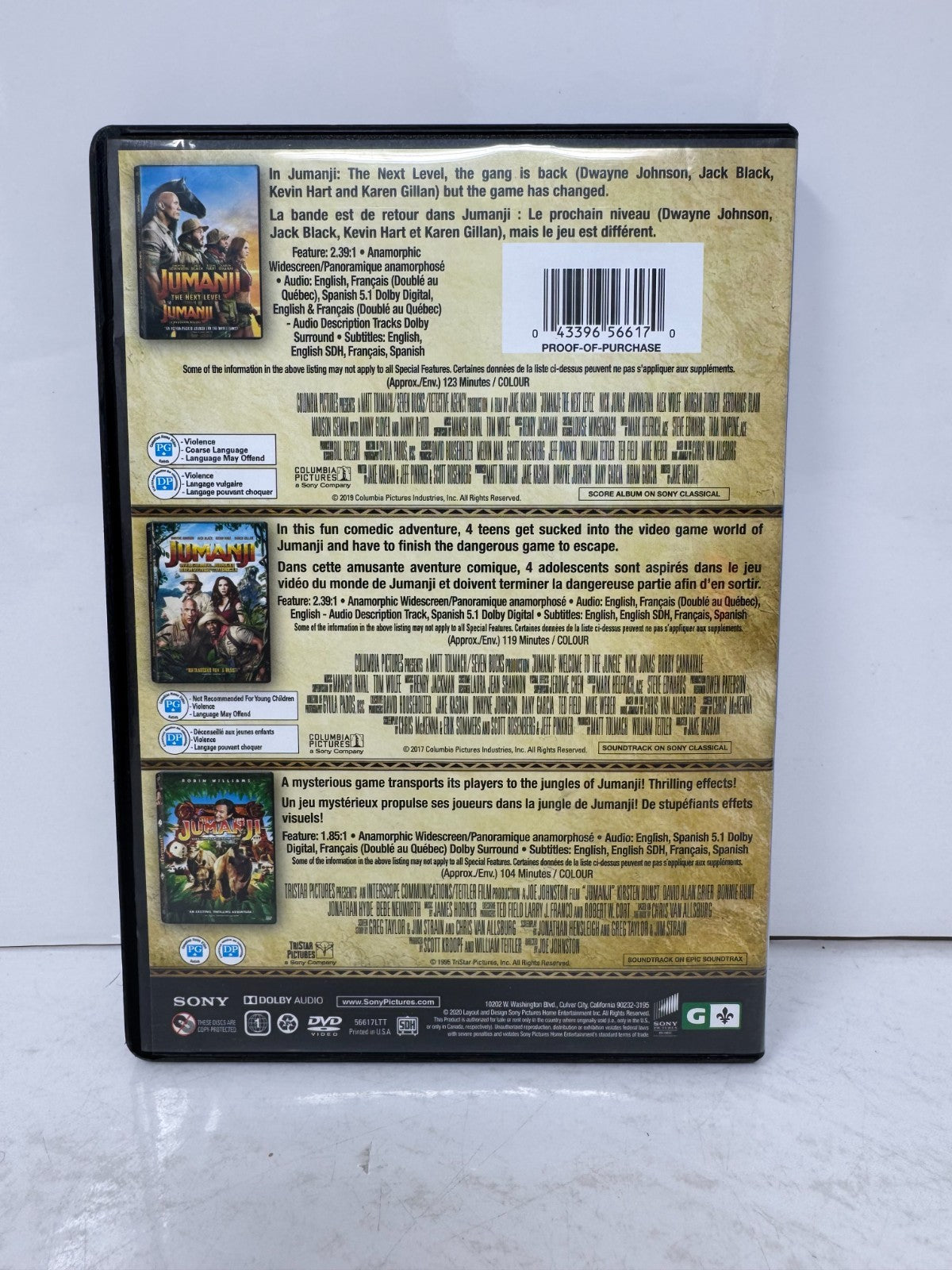 Jumanji: 3-Movie Collection (DVD) Comedy Good Condition!!!