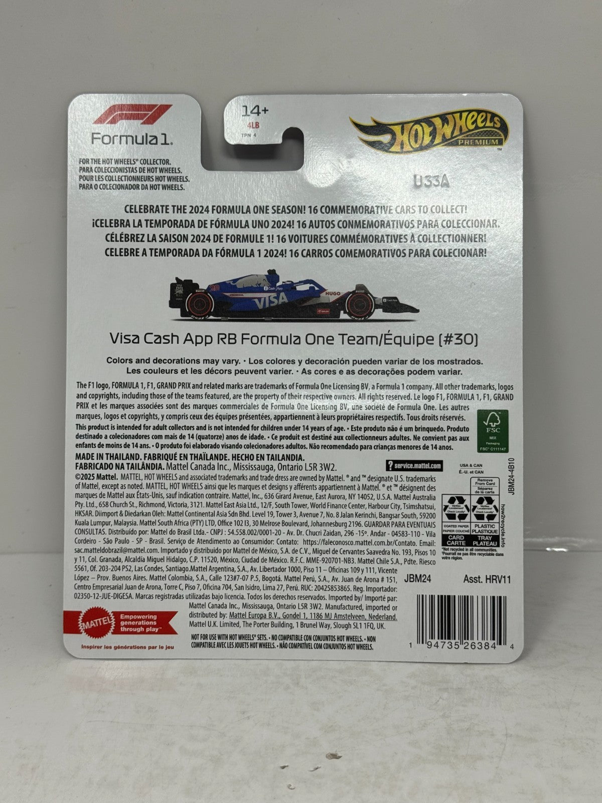 Hot Wheels Premium Formula 1 Visa Cash App RB F1 Team #30 1:64 Diecast
