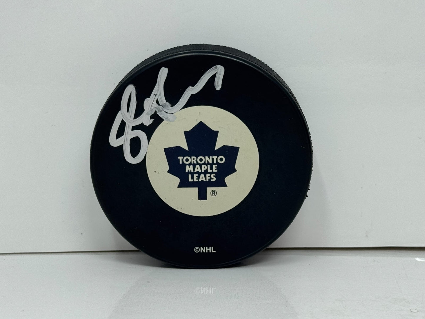 Steve Thomas Toronto Maple Leafs Signed NHL Autograph Puck Silver Auto
