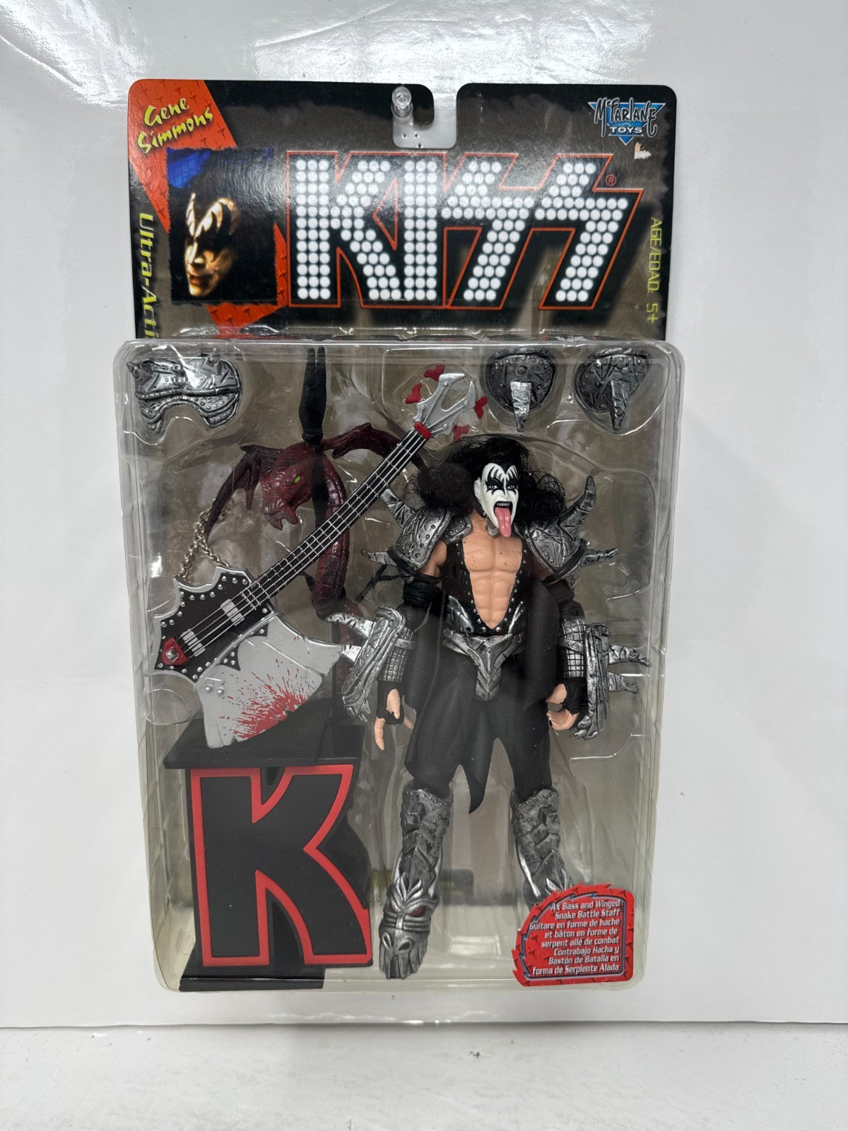 McFarlane Kiss Gene Simmons Ultra Action Figure Ax Bass & Winged Snake Staff