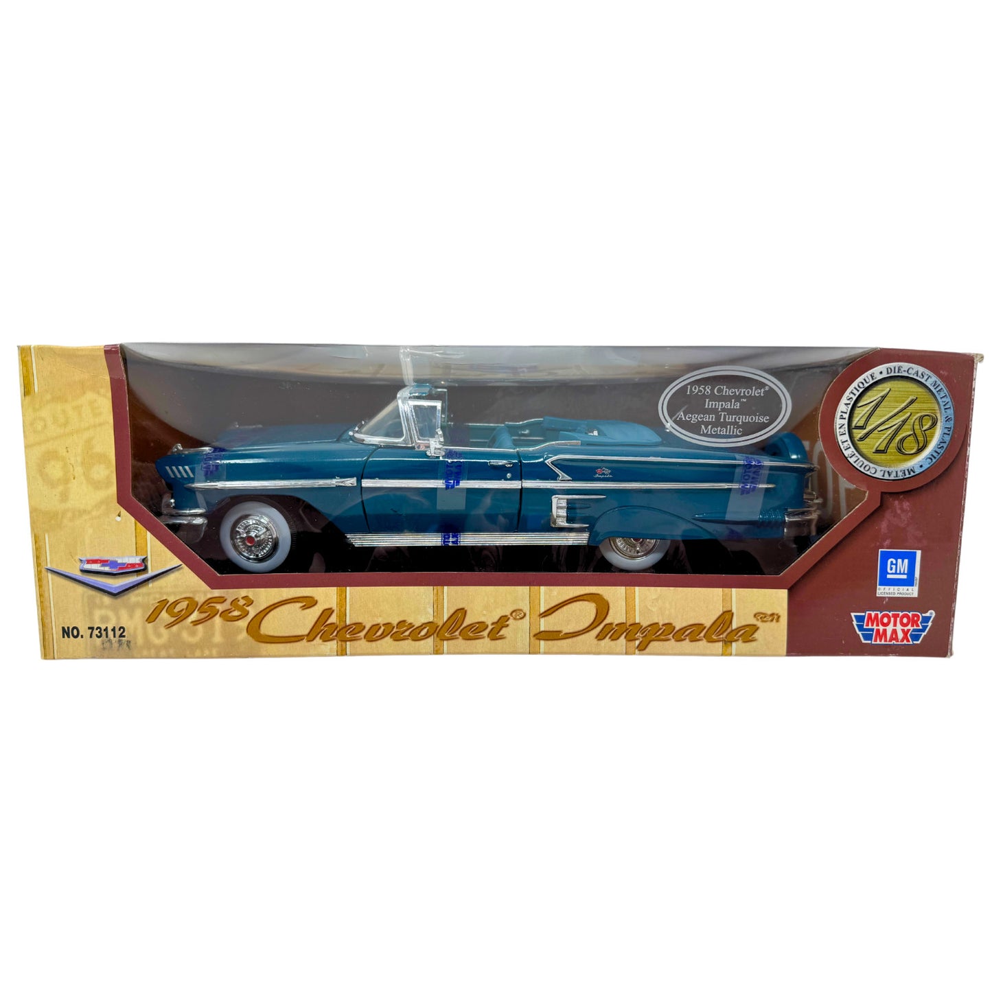 Motormax 1958 Chevrolet Impala Aegean Turquoise Metallic 1:18 Diecast