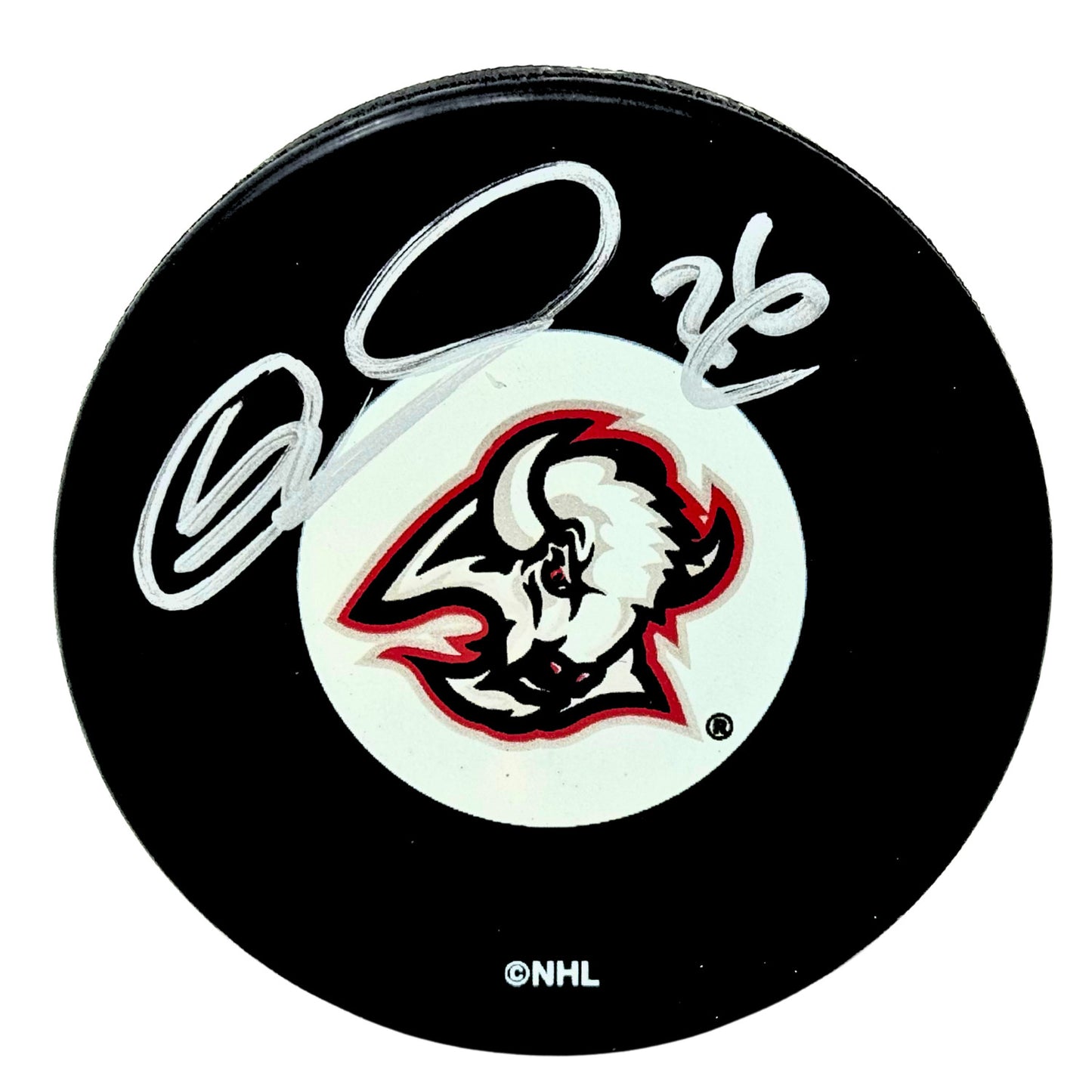 Matthew Barnaby Buffalo Sabres Signed NHL Autograph Puck Silver Auto