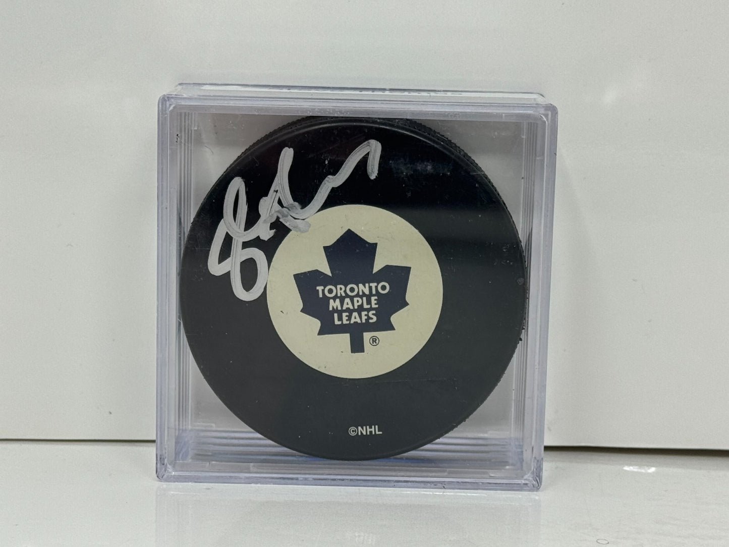 Steve Thomas Toronto Maple Leafs Signed NHL Autograph Puck Silver Auto