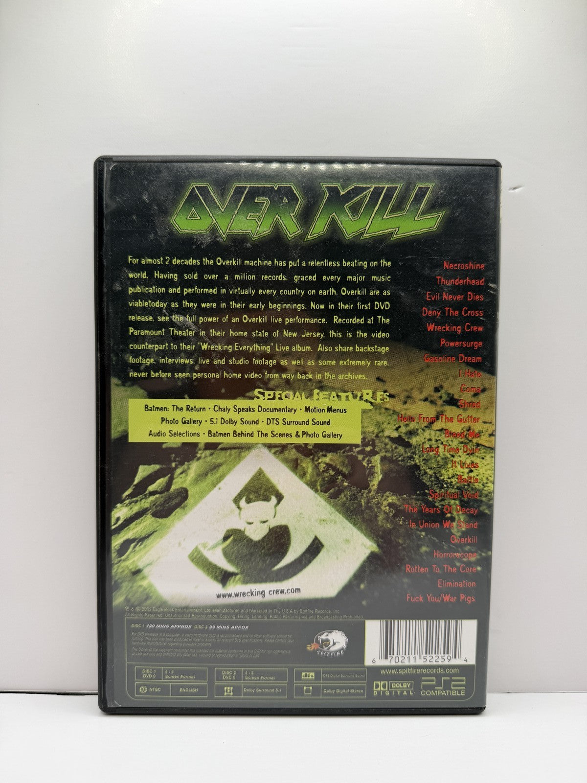 Overkill Wrecking Everything Live (DVD) 2-Disc Concert