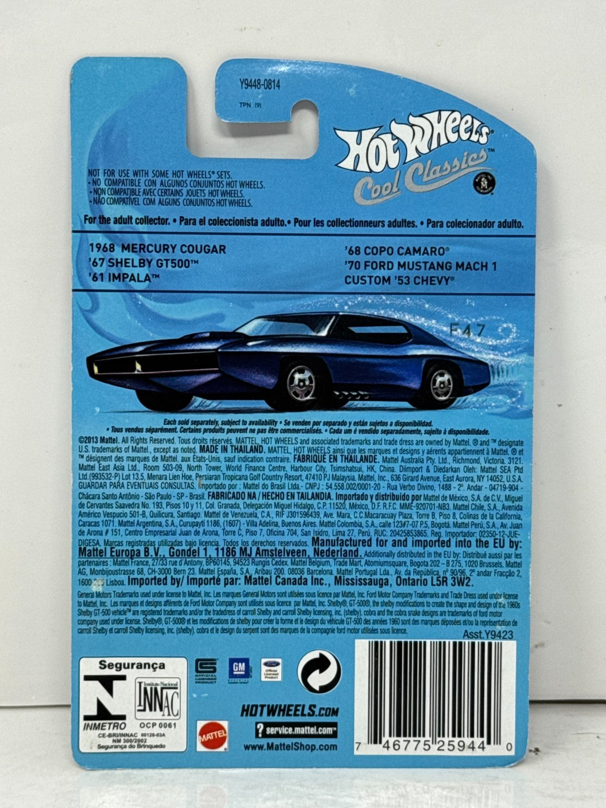 Hot Wheels Cool Classics 1968 Mercury Cougar Spectrafrost 1:64 Diecast