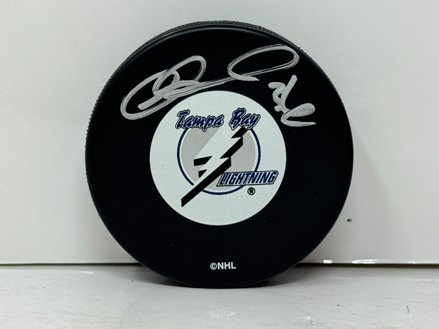 Matthew Barnaby Tampa Bay Lightning Signed NHL Autograph Puck Silver Auto