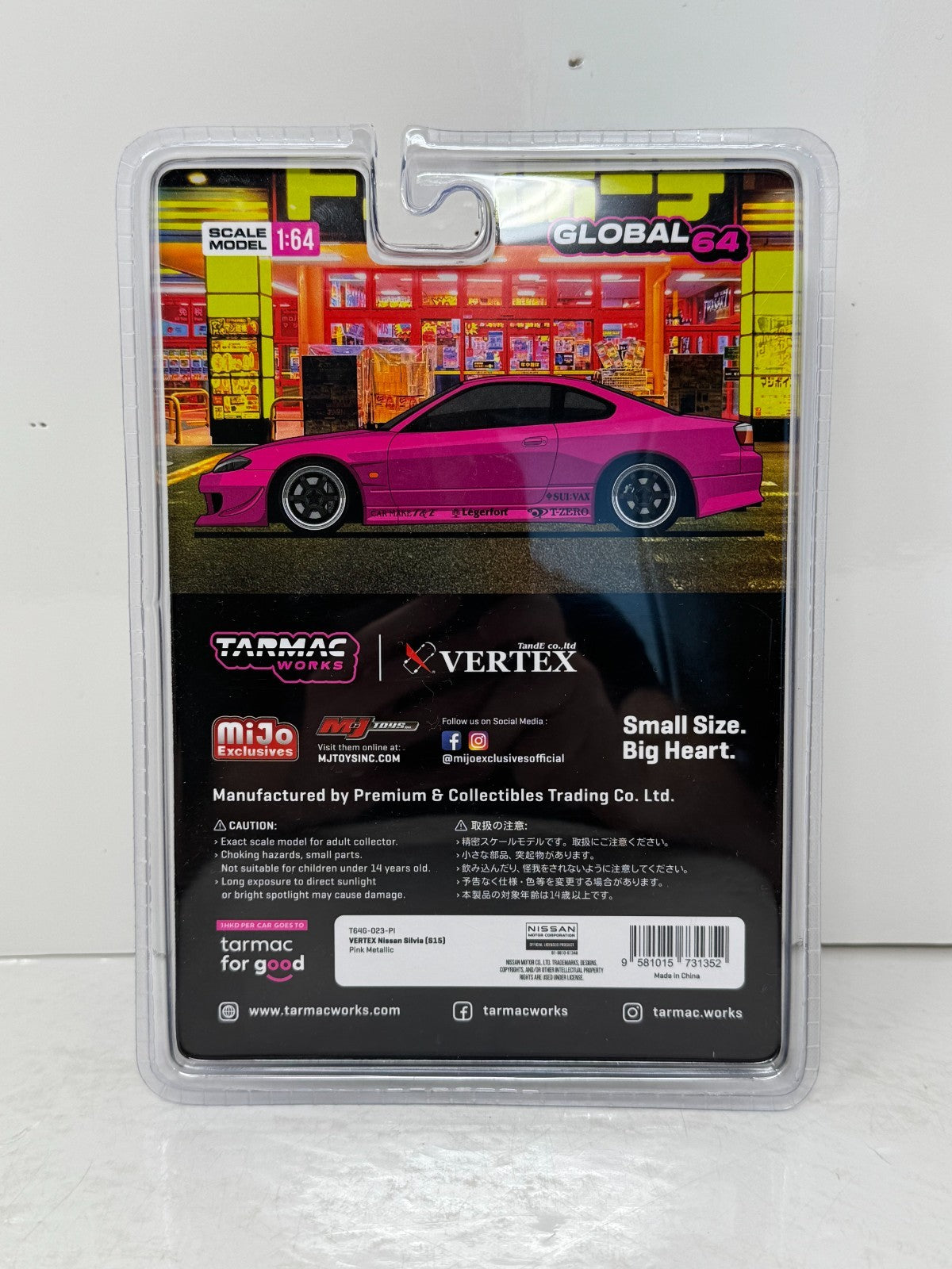 Tarmac Works VERTEX Nissan Silvia (S15) Pink MiJo Exclusives 1:64 Diecast